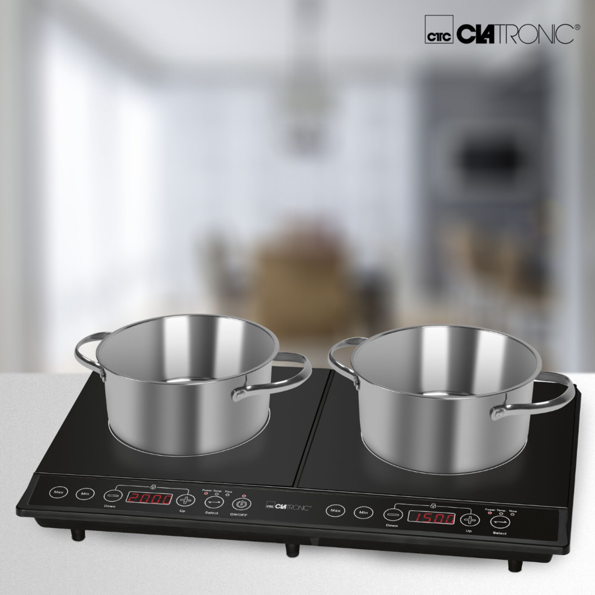 Clatronic DKI 3609 schwarz Induktions-Doppelkochplatte