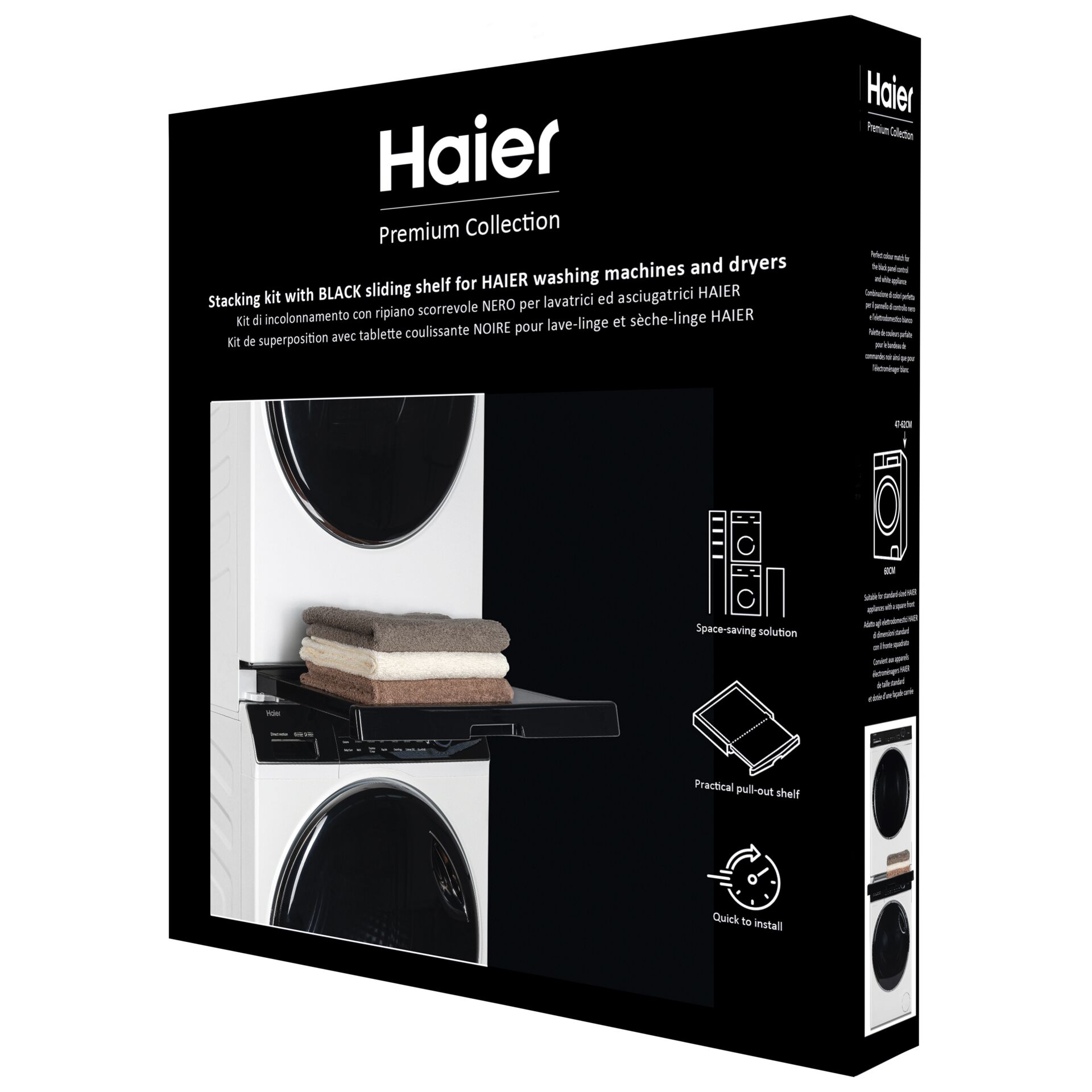 Haier Premium Collection Stacking Kit HASTKU10B, schwarz