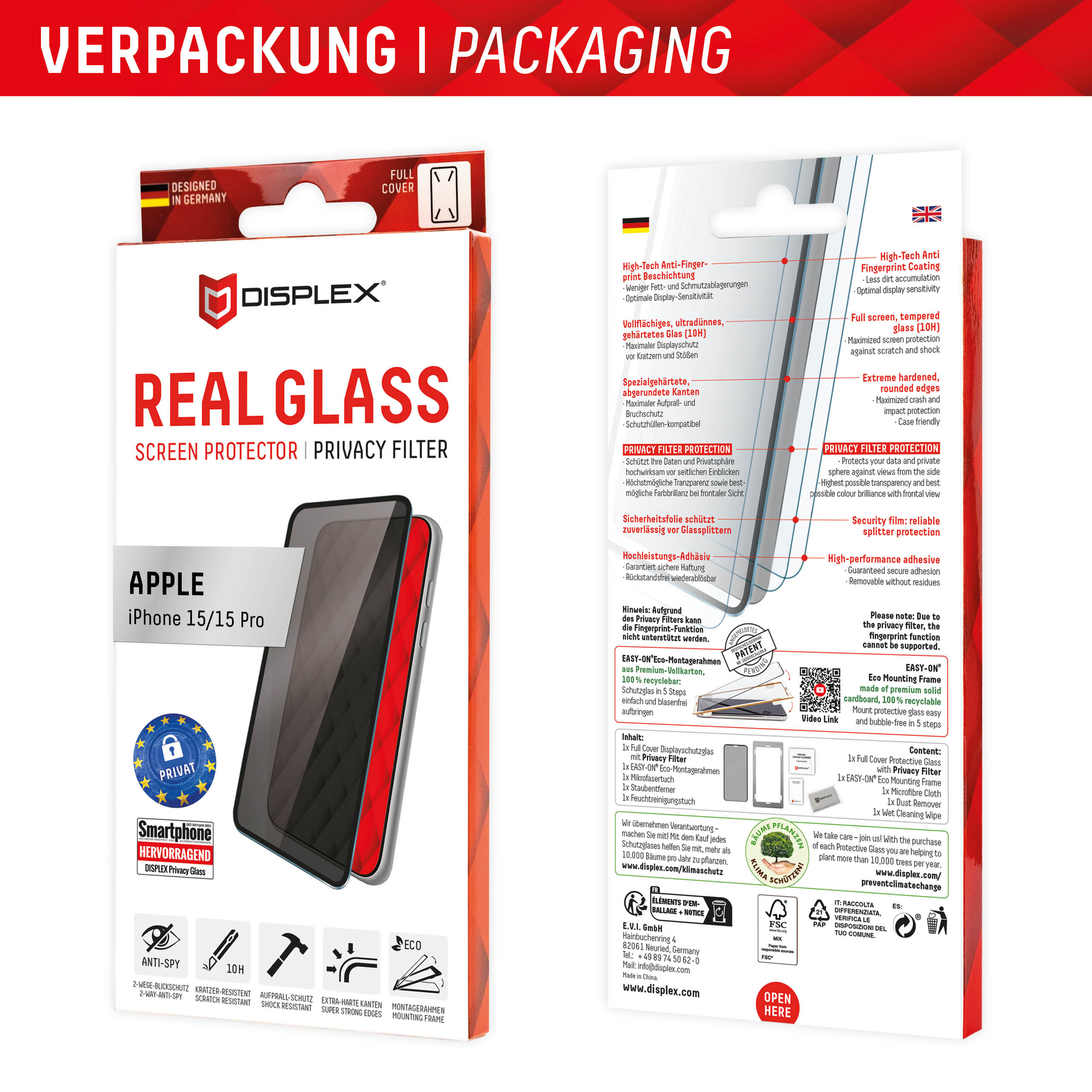 DISPLEX Privacy Glass iPhone 15/15 Pro 7e3dafd1fdfd603c6b321e1e53105a07