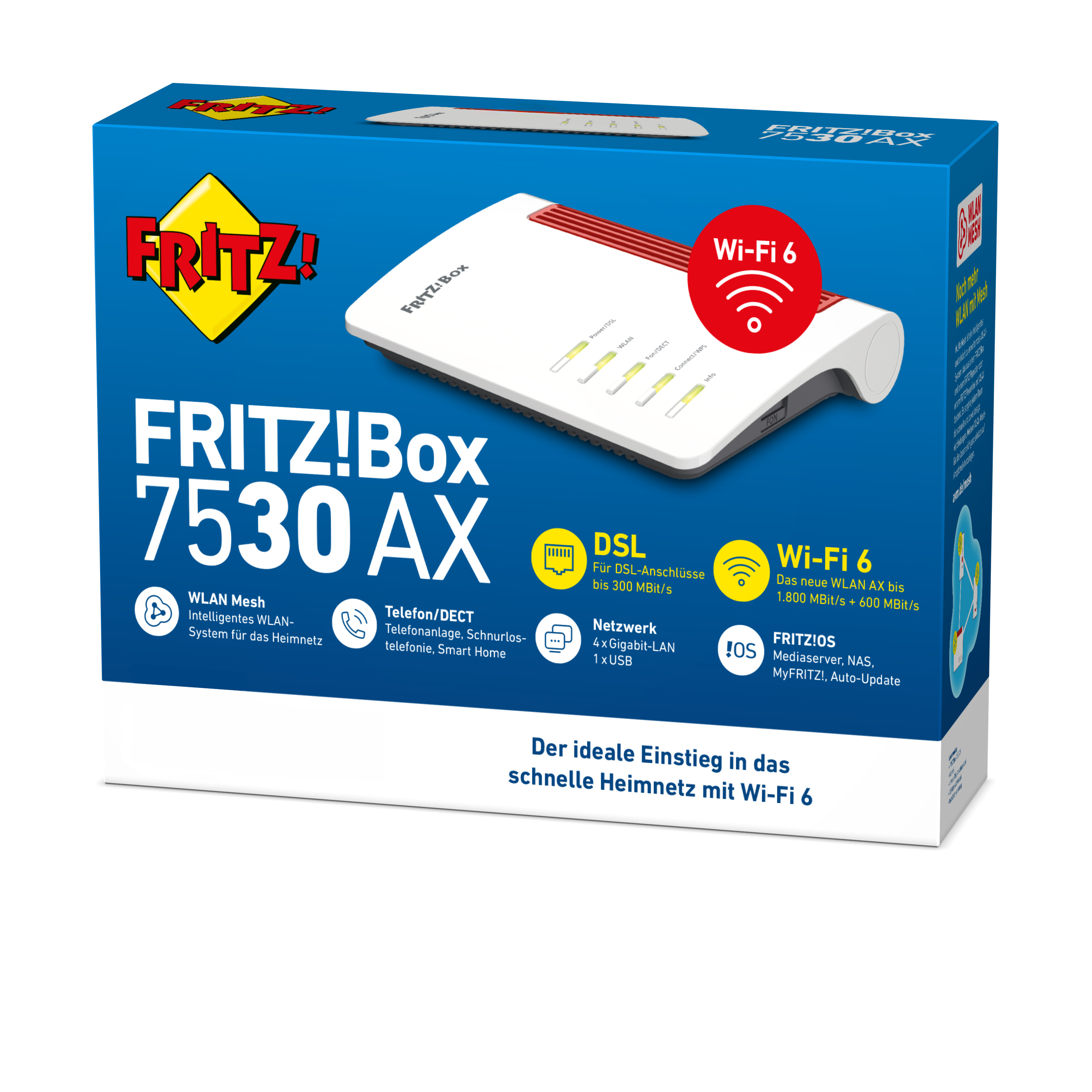AVM FRITZ!Box 7530 AX WLAN-Router Dual-Band (2,4 GHz/5 GHz) Gigabit Ethernet 3G 4G Weiß 530134669894e775bfee8538cb230a6ec4857c37