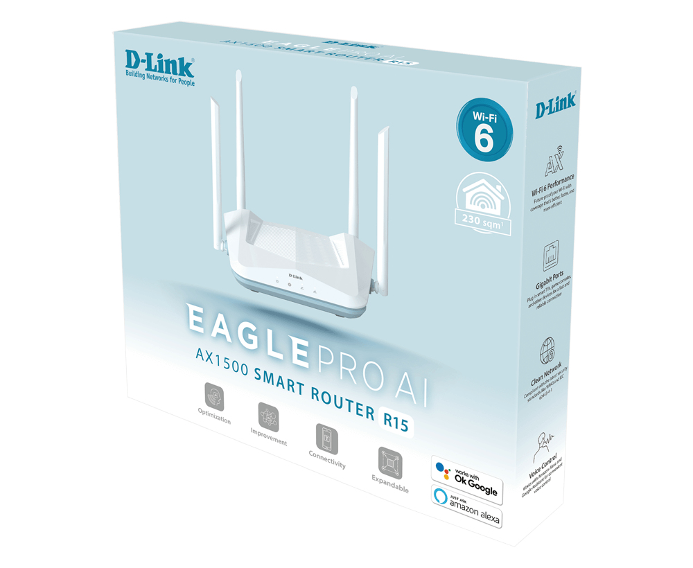 D-LINK R15 EAGLE PRO AI AX1500 Smart Router, Wi-Fi 6, IEEE 802 93244865_0795509073