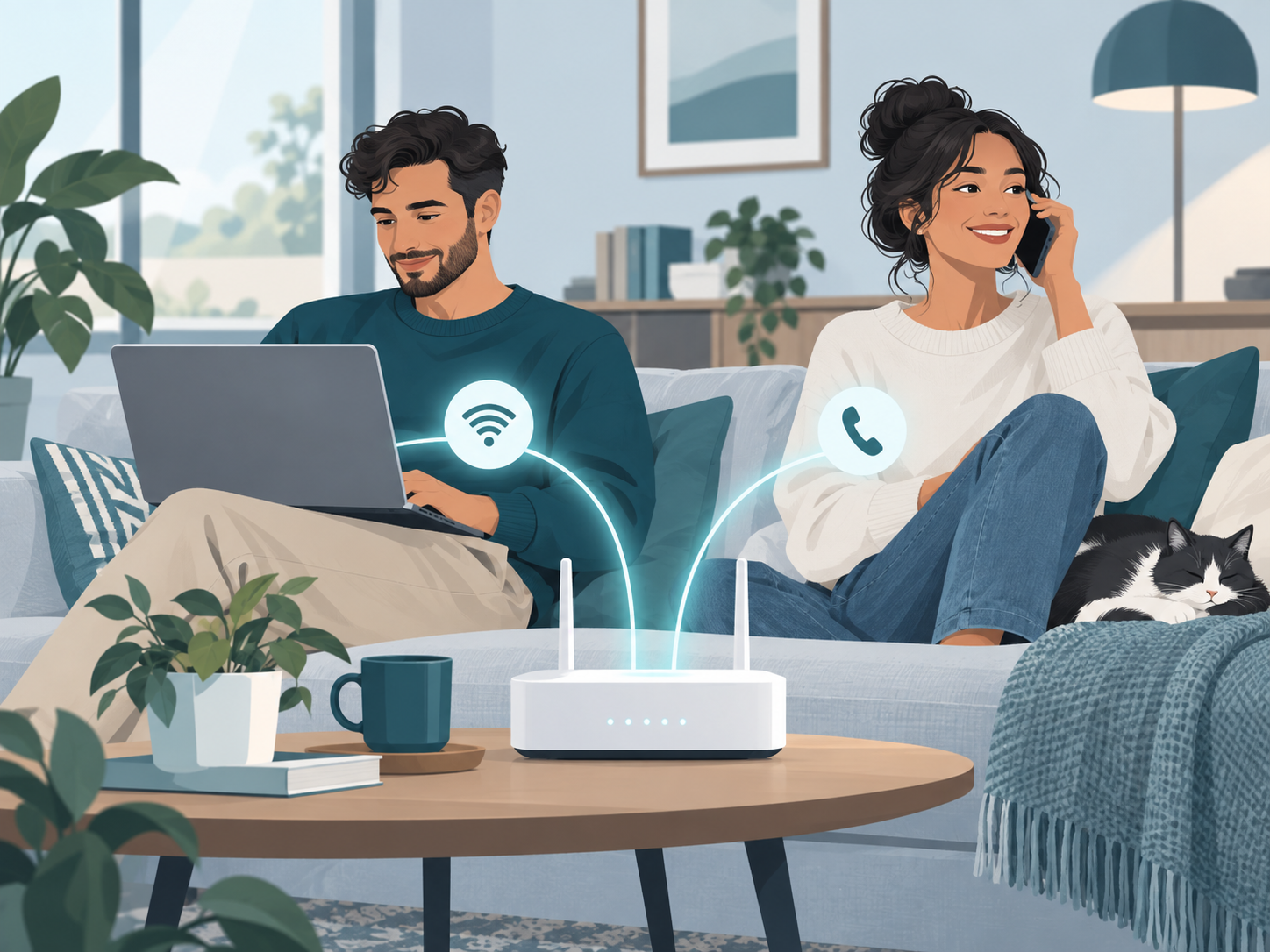 Illustration zur Beratung für Internet und Telefon
