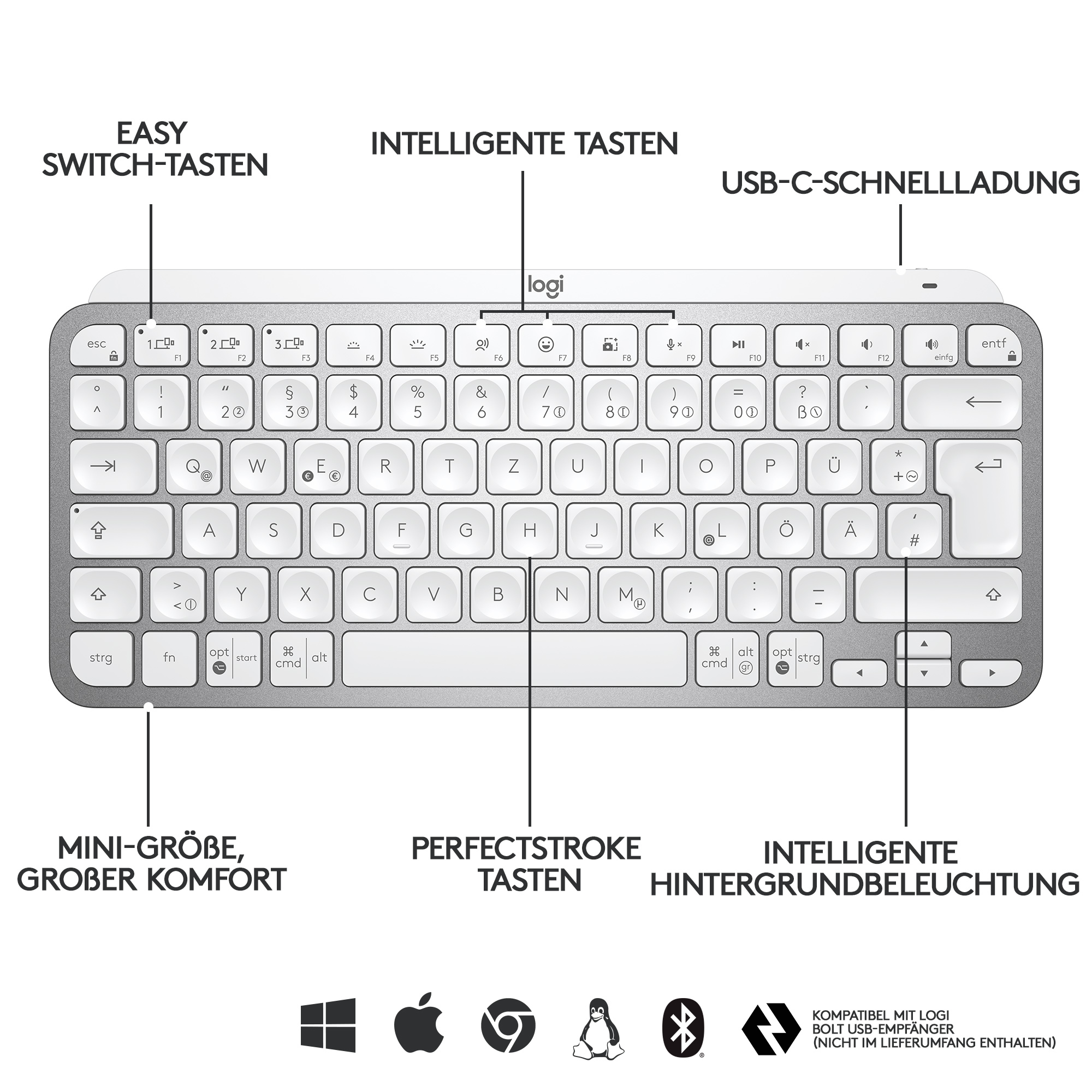 Logitech MX Keys Mini Minimalist Wireless Illuminated Keyboard