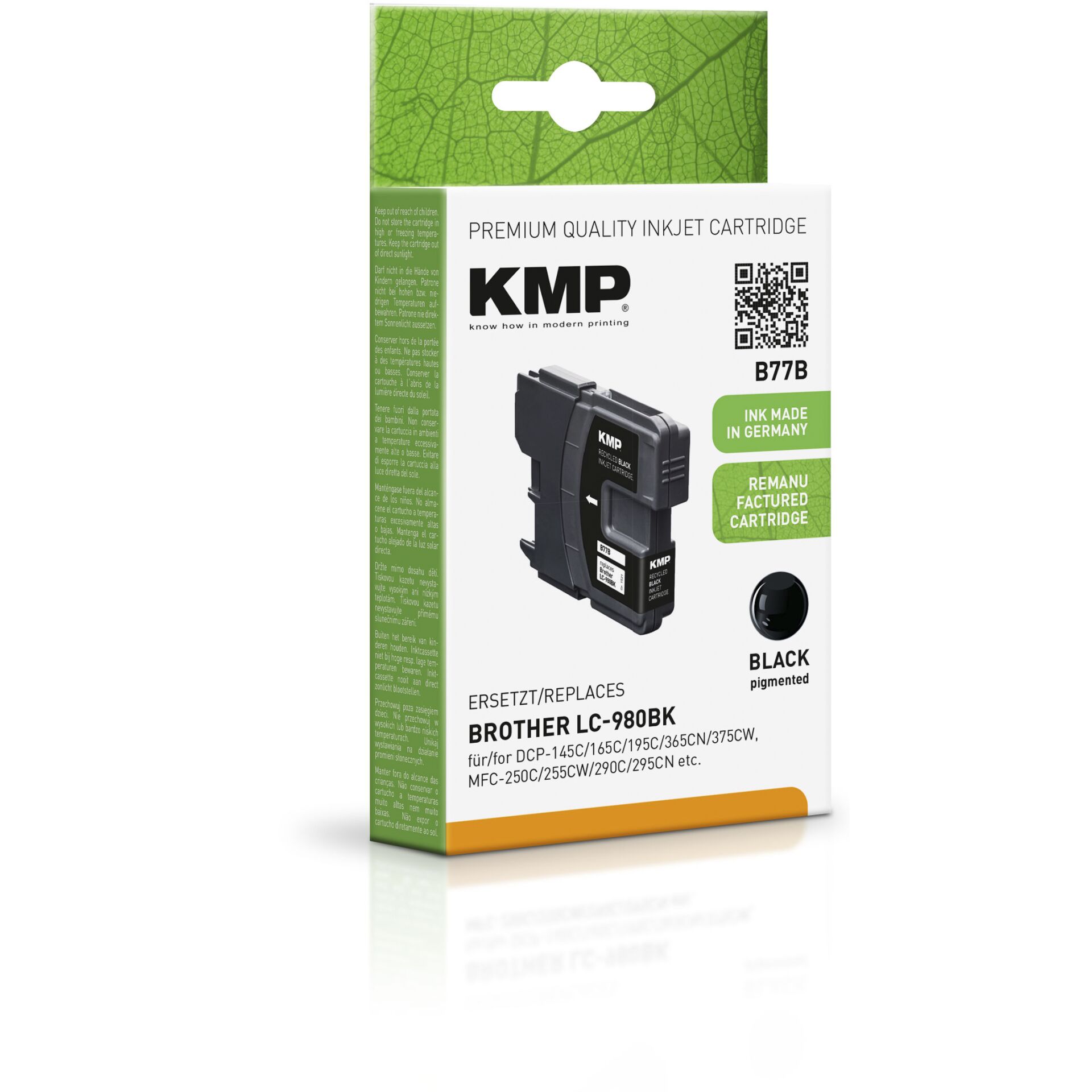 KMP B77B Tintenpatrone schwarz kompatibel mit Brother LC-980 BK 577306_01