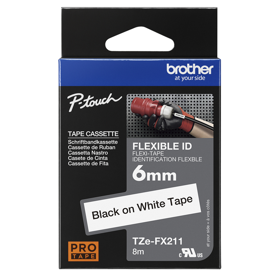 Schriftband TZe-FX211 (lam., flex.) Schwarz auf Weiß 6mm x 8m – Ansicht 4