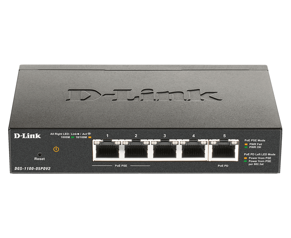 D-Link DGS-1100-05PDV2 5-Port Gigabit Smart Switch – Ansicht 1