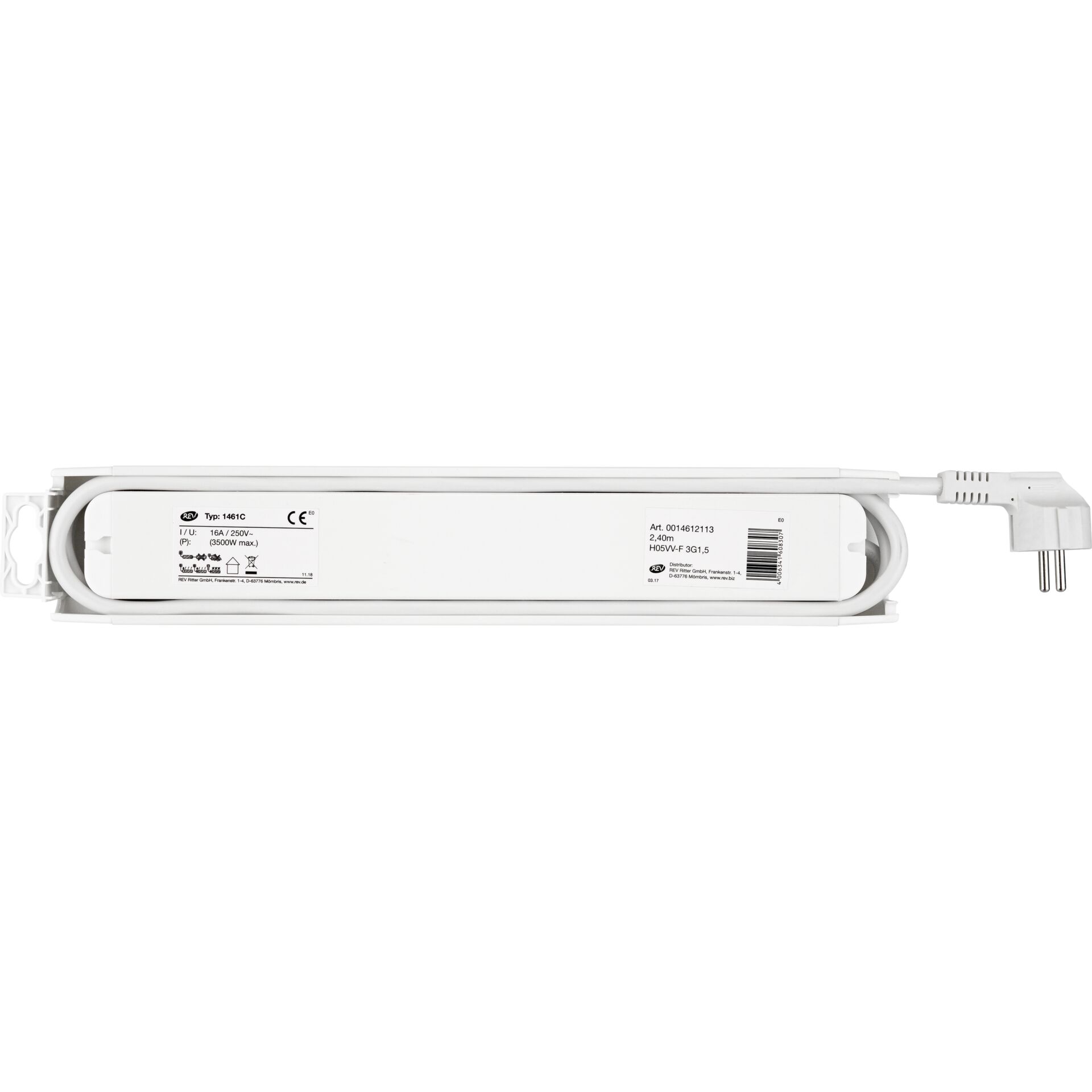 REV Steckdosenleiste 6-fach 2,4m Supraline m. Schalter weiss 767454_04