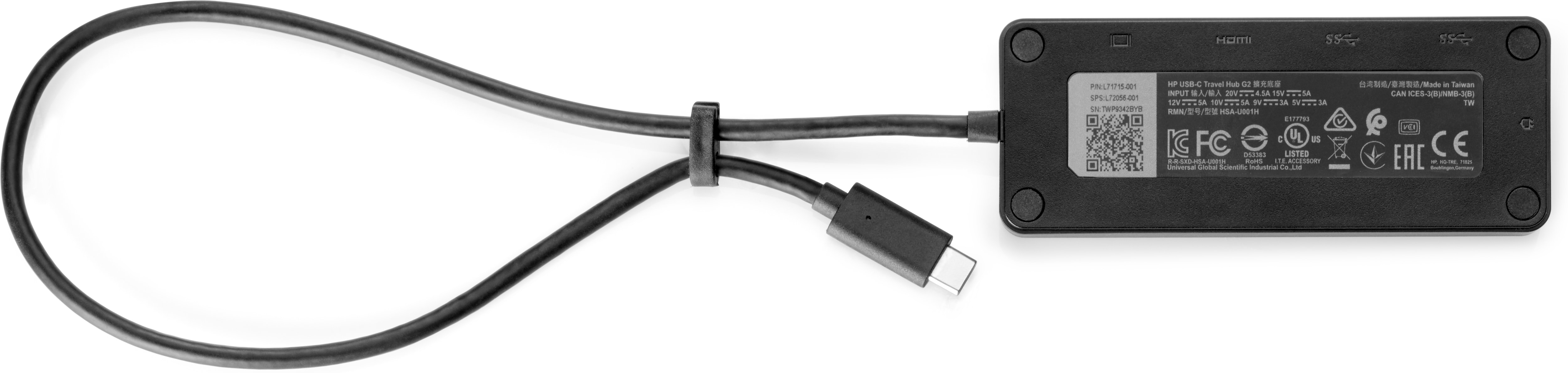 HP USB-C Travel Hub G2 Verkabelt USB 3.2 Gen 1 (3.1 Gen 1) Type-C Schwarz 87197220_5785459550