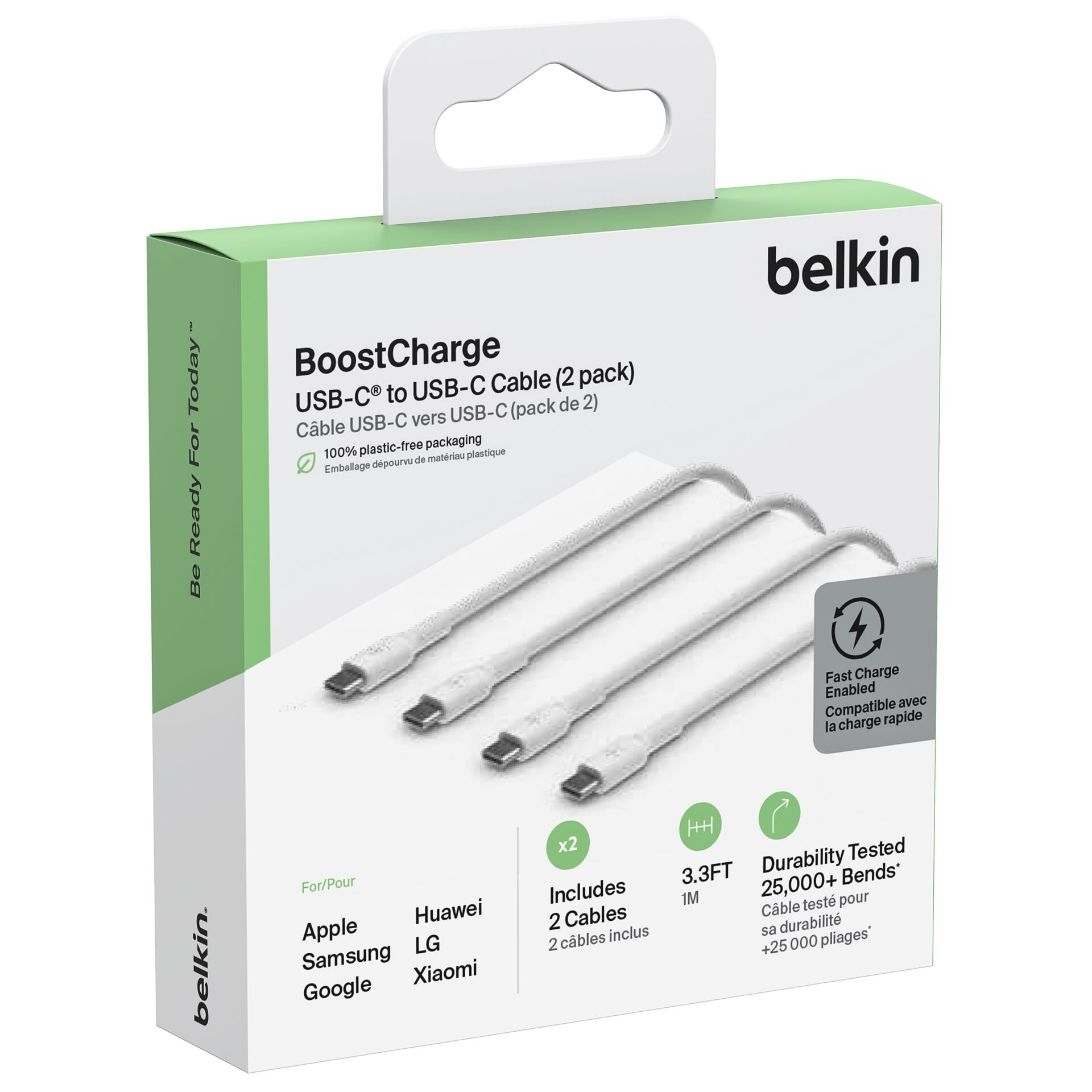 1x2 Belkin USB-C/USB-C 2.0 PVC 1m, Doppelp.weiß CAB003bt1MWH2PK 817721_01