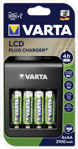 Varta LCD Pug Charger+ inkl. 4 Akkus 2100 mAh AA