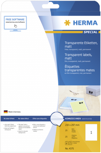 Herma transp. Etiketten  210X297