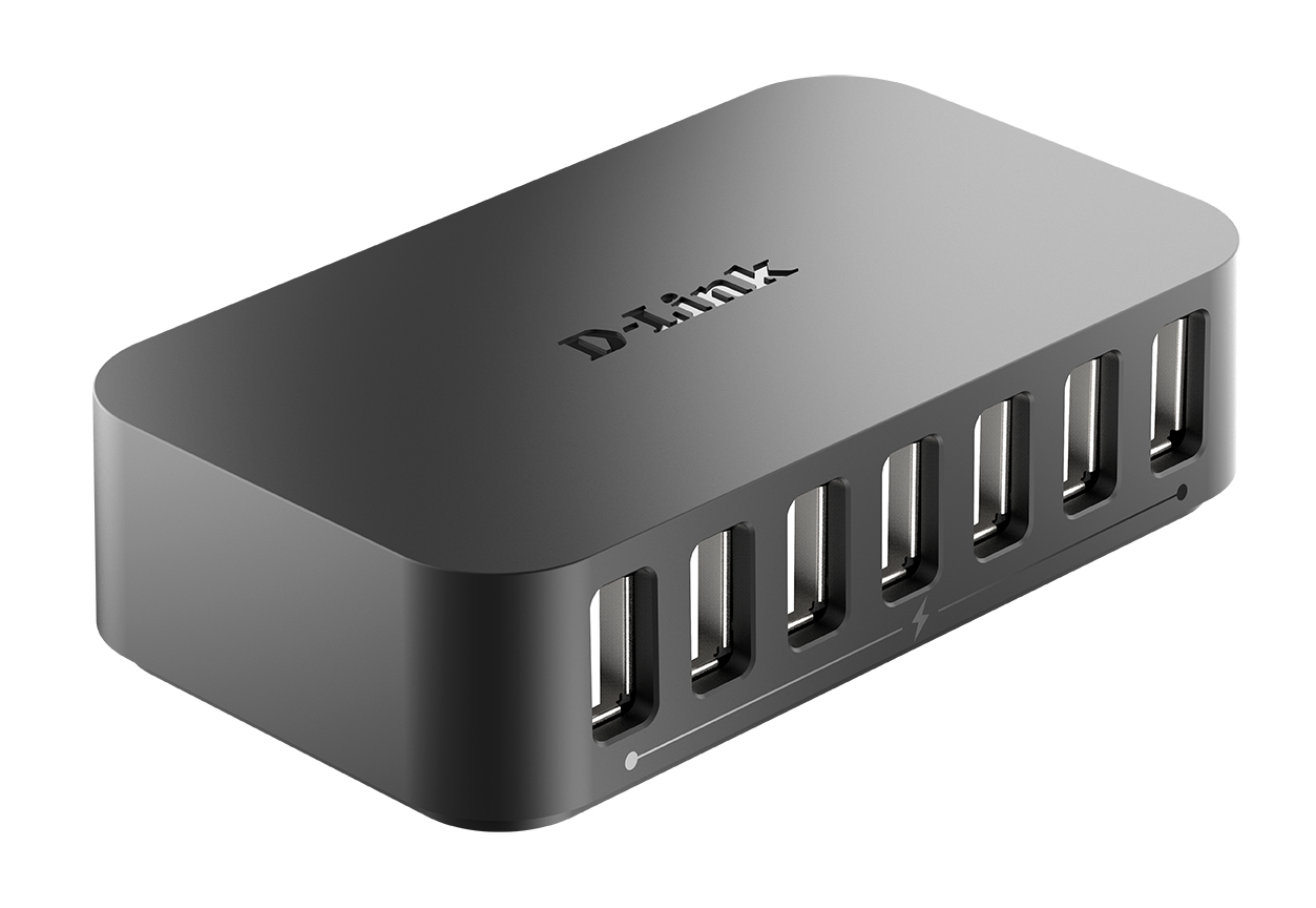 D-Link DUB-H7 USB 2.0 Type-B 480 Mbit/s Schwarz – Ansicht 2