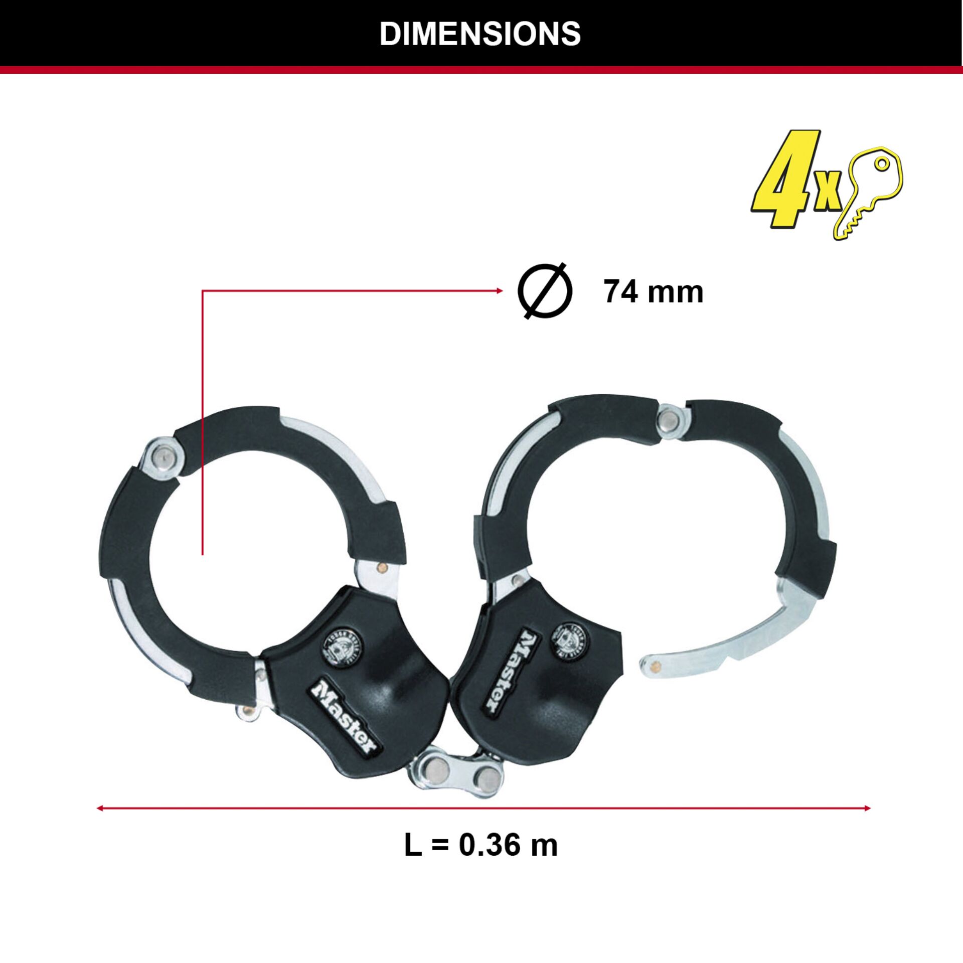 Master Lock Street Cuff mit Schlüssel Kurz 8200EURDPRO 675691_05