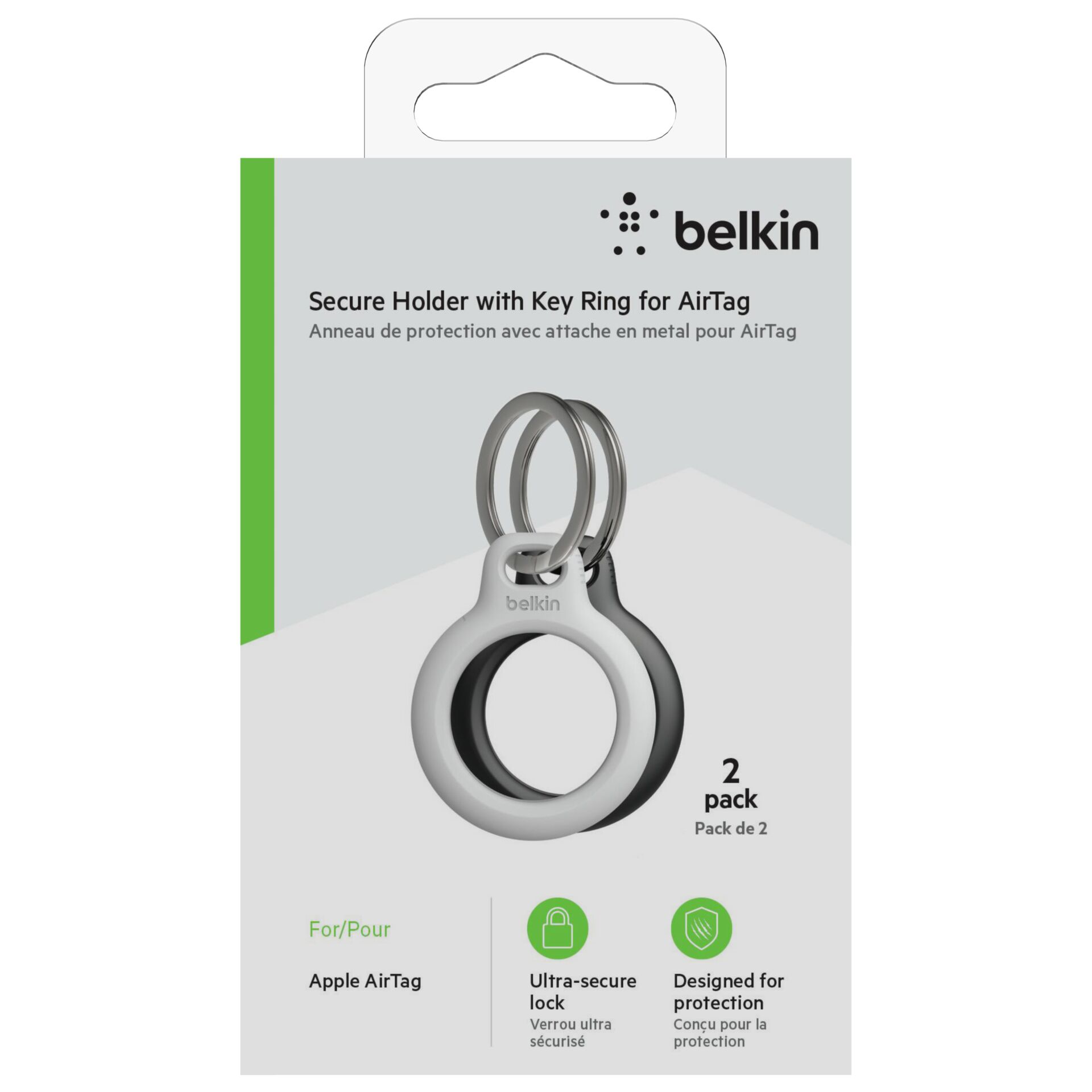 1x2 Belkin Schlüsselanhänger für Apple AirTag, sw/ws  MSC002btH35