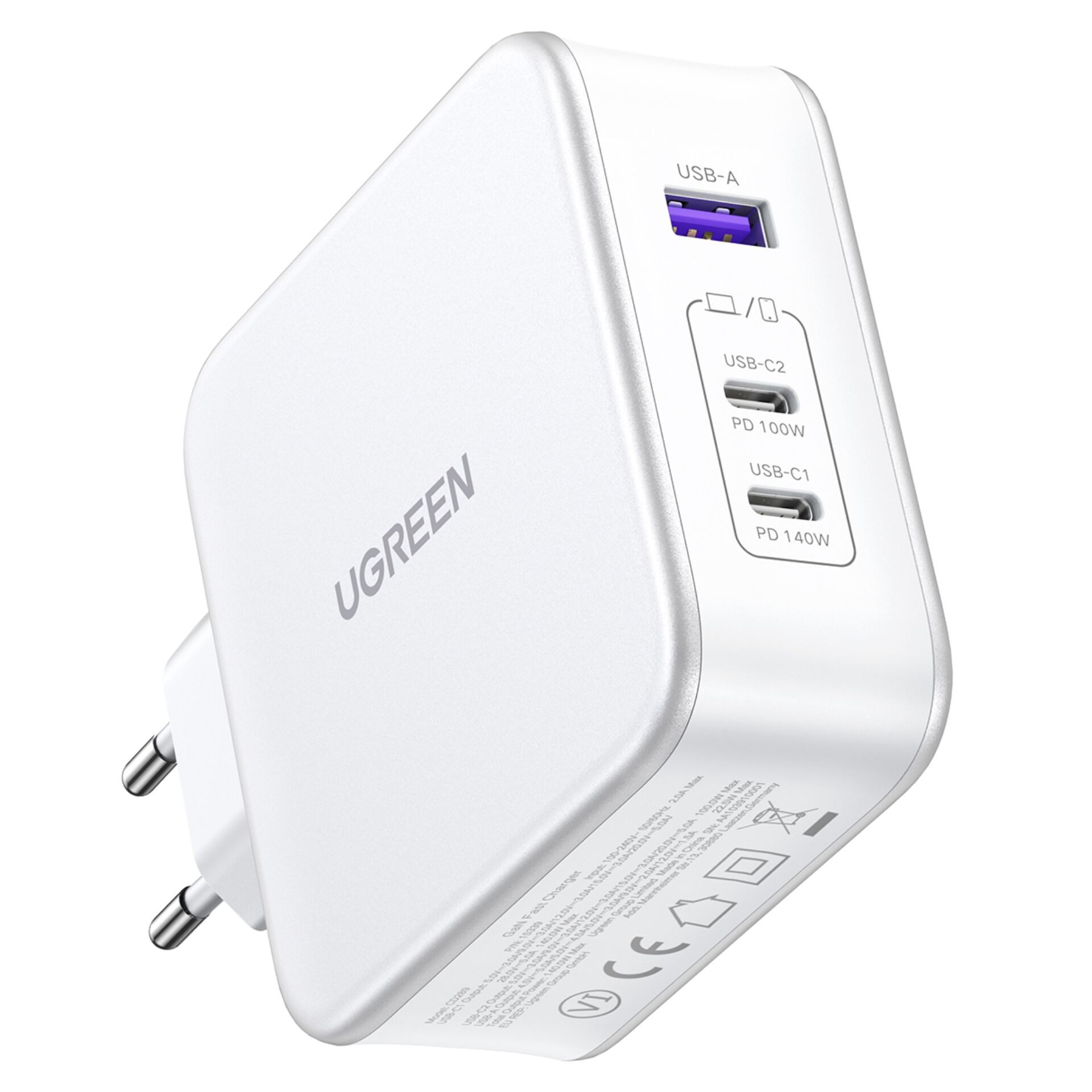 UGREEN Nexode USB-A+2*USB-C 140W GaN Fast Charger+USB-C Cable wht 784443_02