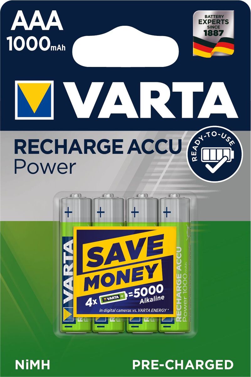 VARTA RECHARGE ACCU Power AAA 1000mAh Blister 4 100000020111H