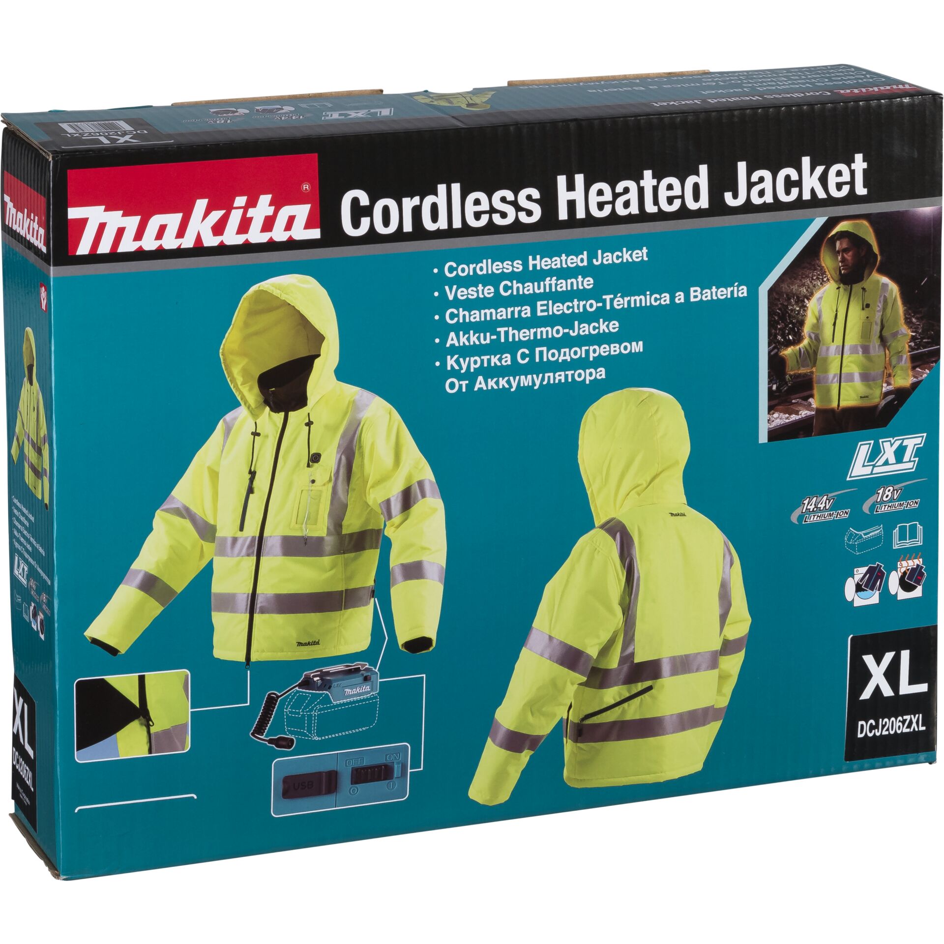 Makita DCJ206Z Gr. XL gelb Akku-Thermojacke