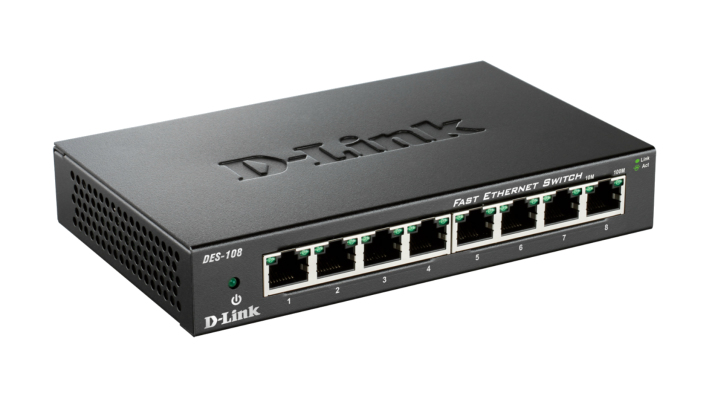 D-Link DES-108 Unmanaged network switch Fast Ethernet (10/100) Schwarz Netzwerk-Switch