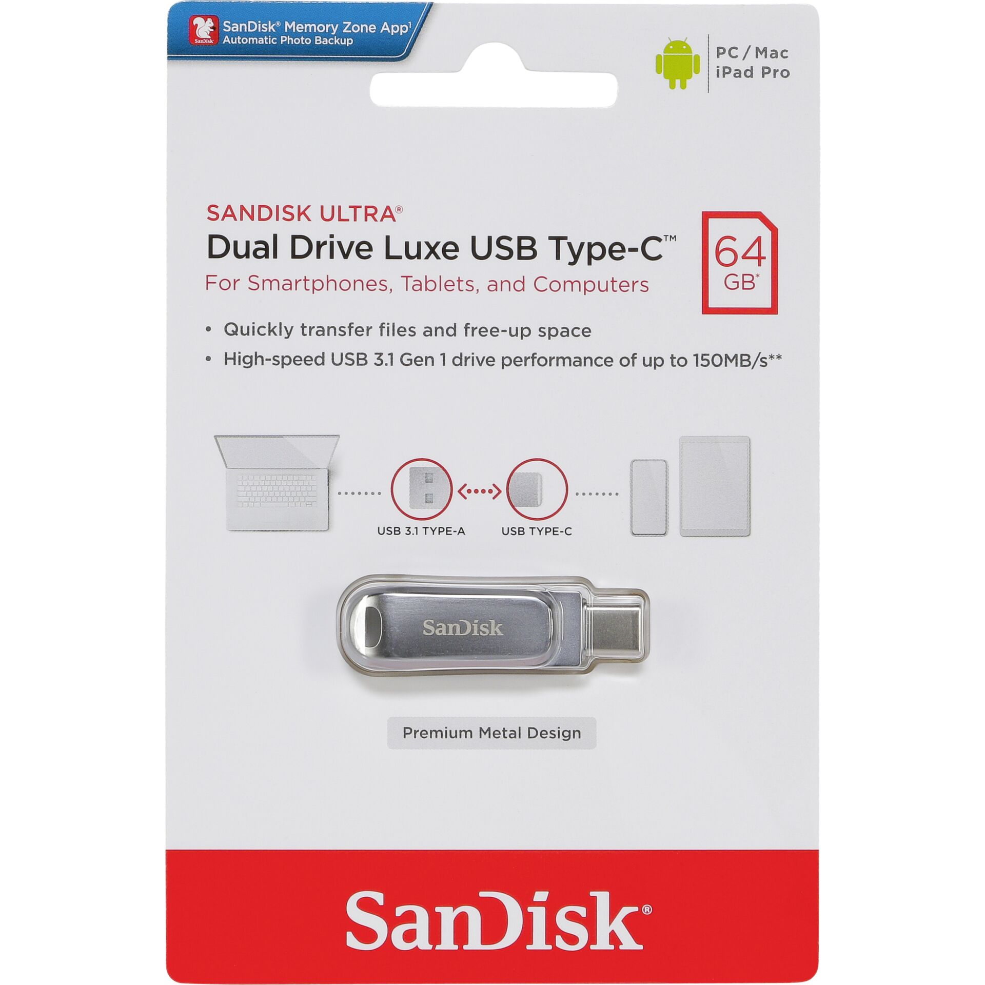 SanDisk Ultra Dual Drive Luxe 64GB USB Type-C  SDDDC4-064G-G46