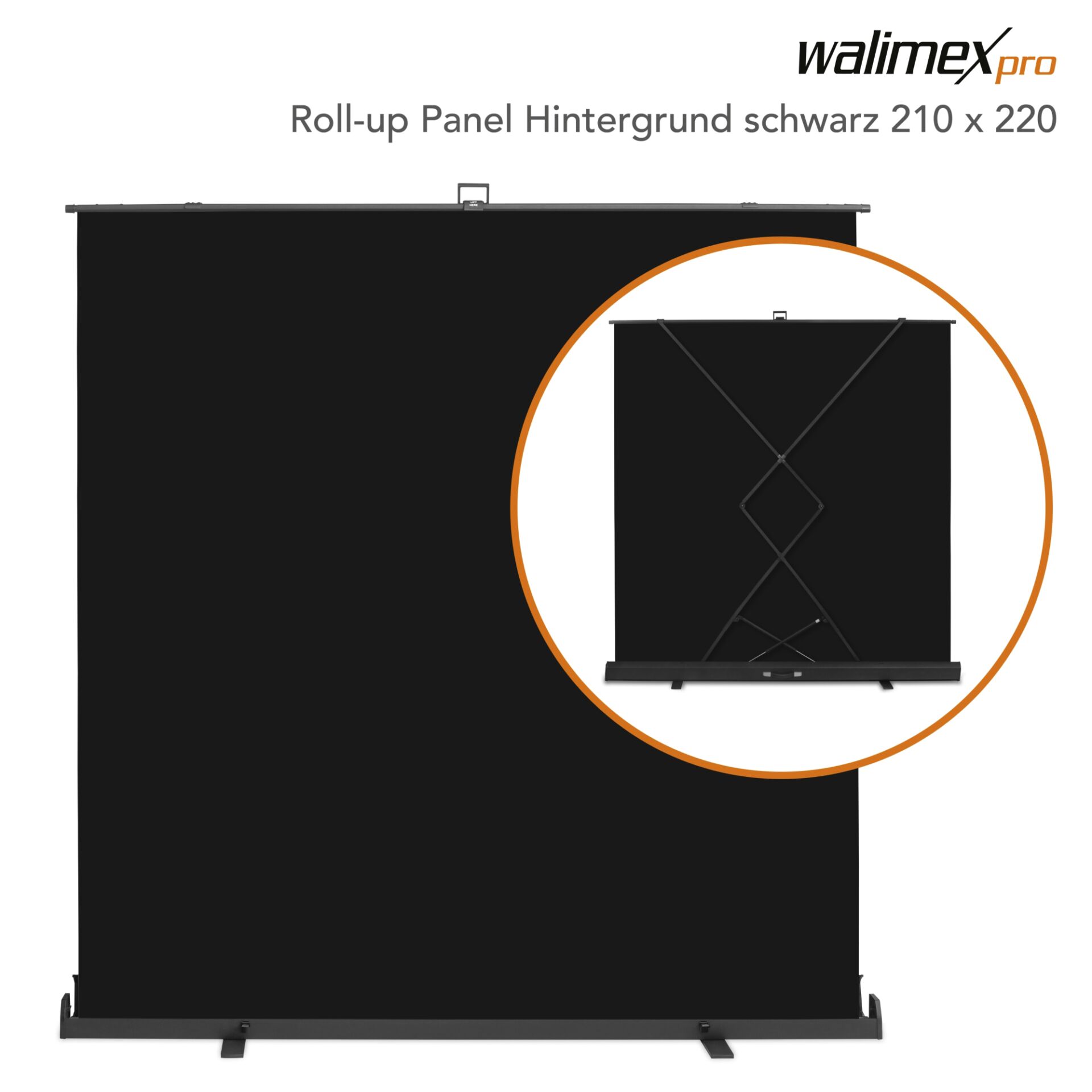 walimex pro Roll-up Panel Hintergrund 210x220cm schwarz
