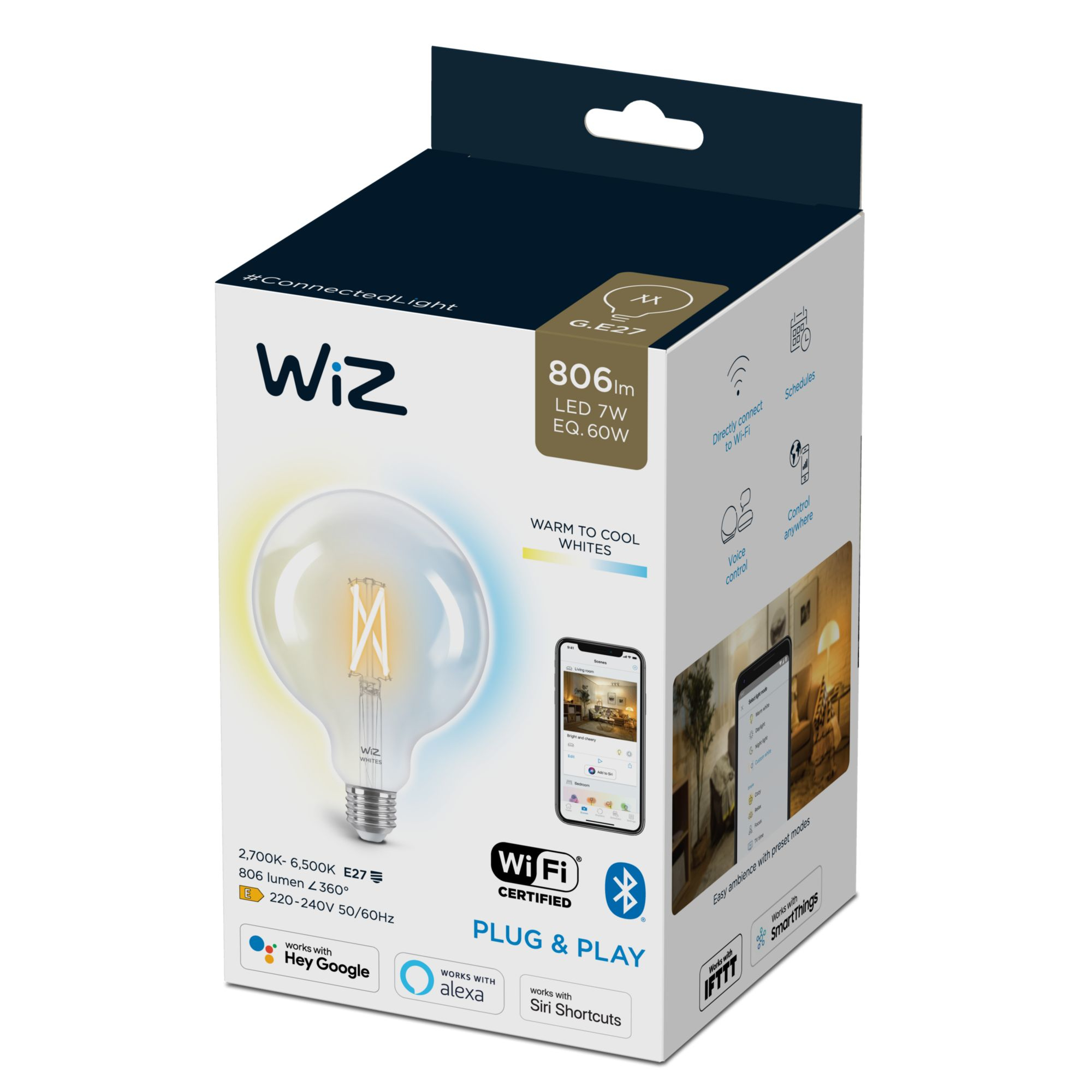 WiZ Wi-Fi BLE 60W G125 E27 CL 87224519_8103243708