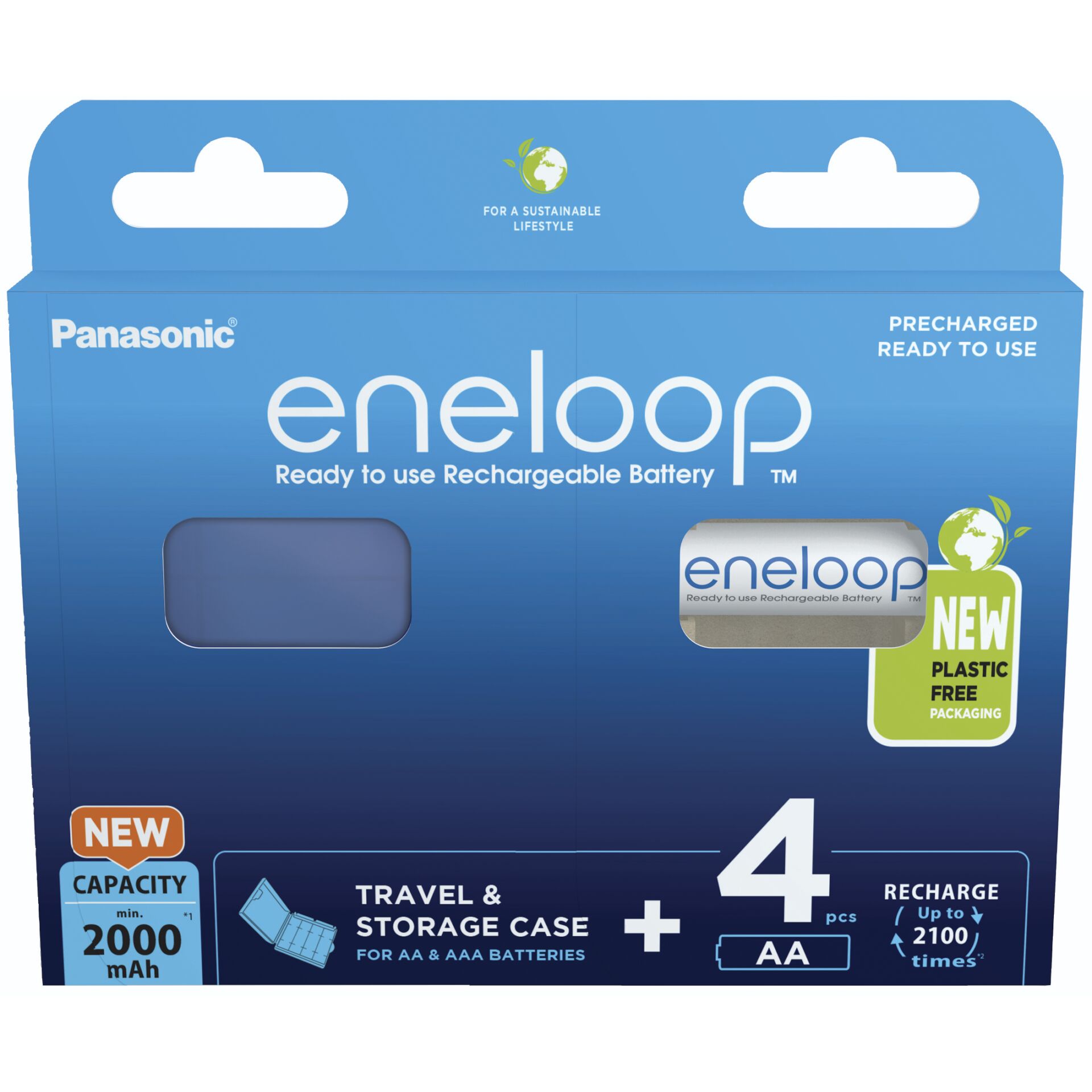 1x4 Panasonic Eneloop Mignon AA 2000mAh + Akkubox   BK-3MCDEC4BE