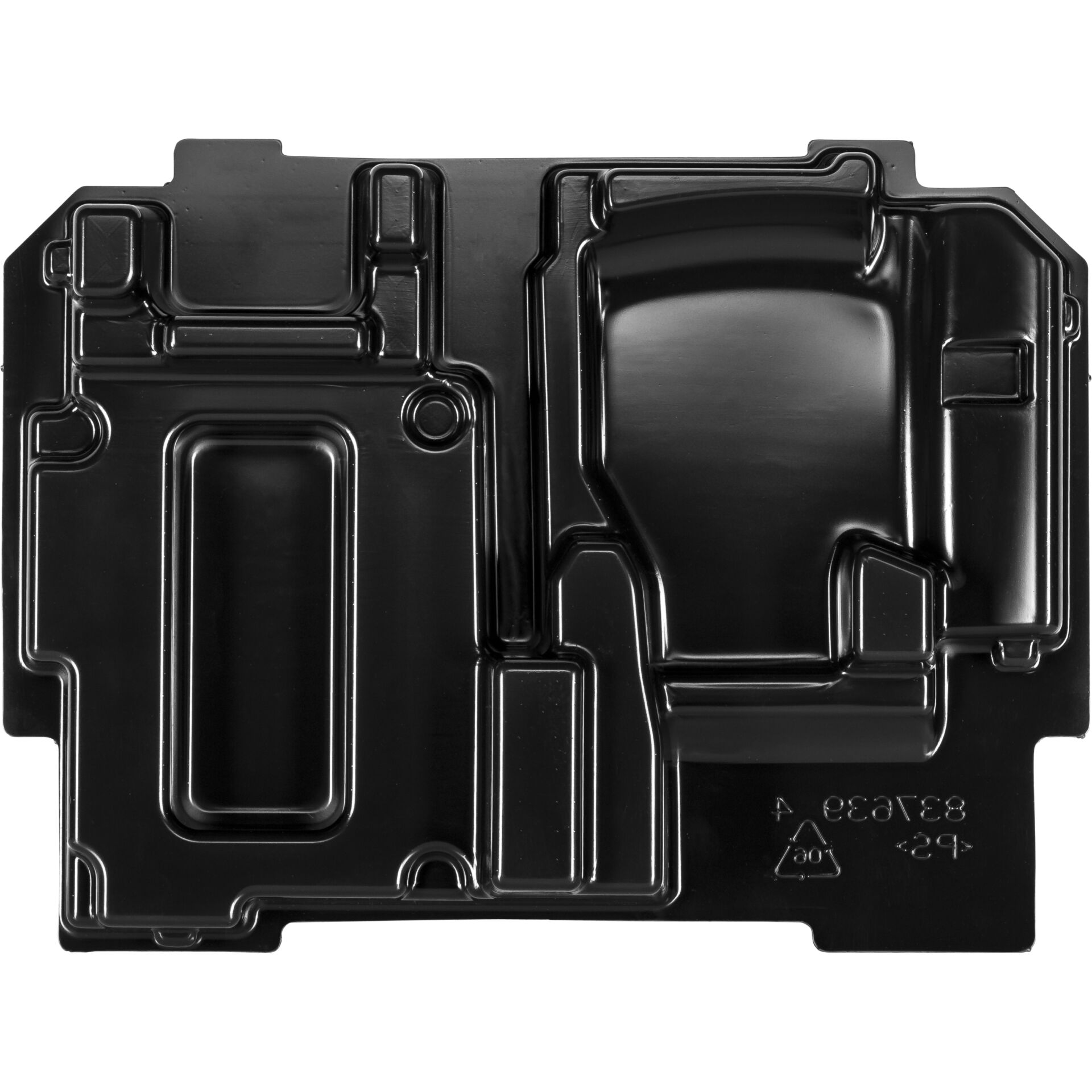 Detailansicht einer schwarzen Kunststoffverpackung, verwendet zum Schutz elektronischer Bauteile in der Industrie