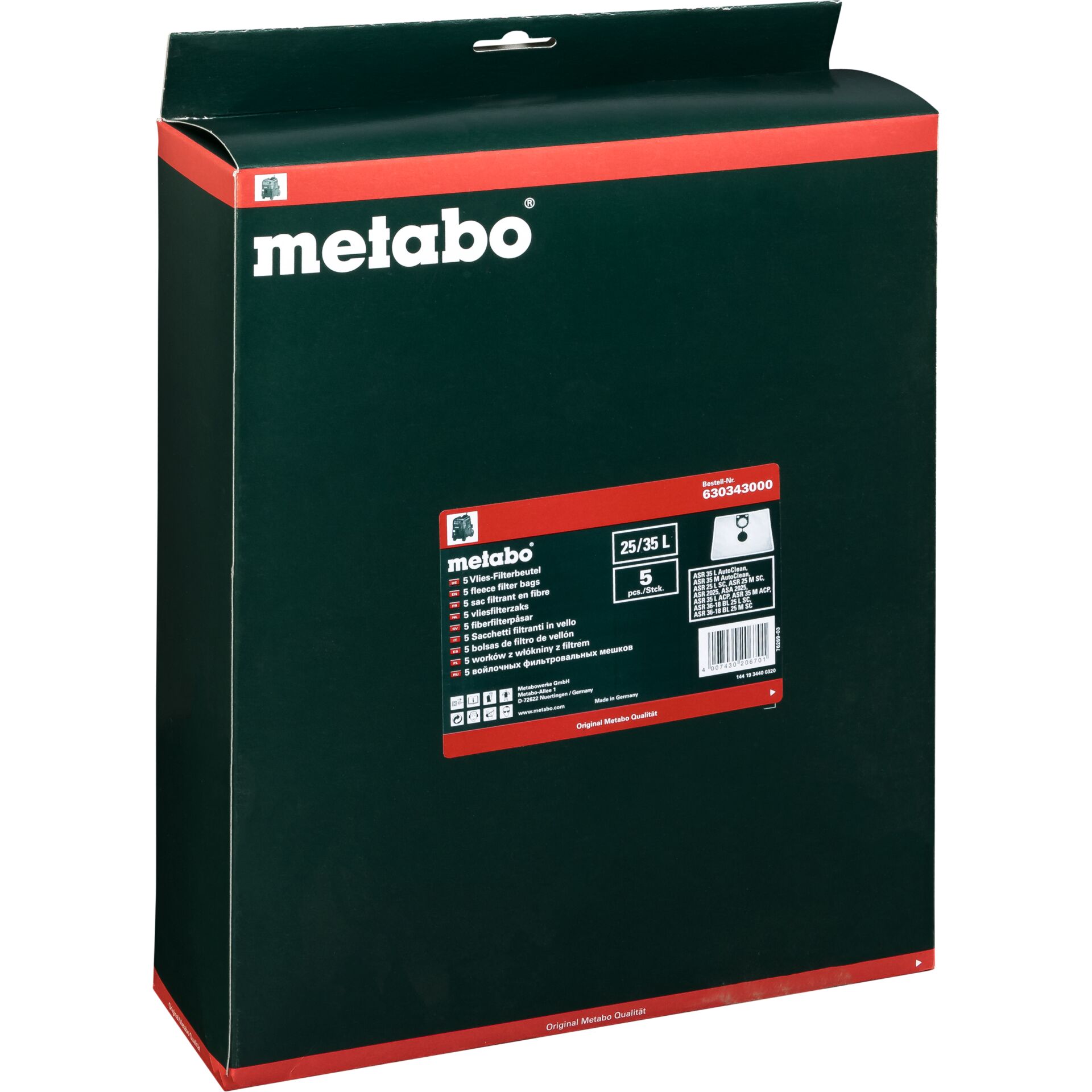 Metabo 5 Vlies-Filterbeutel-M 25-35l