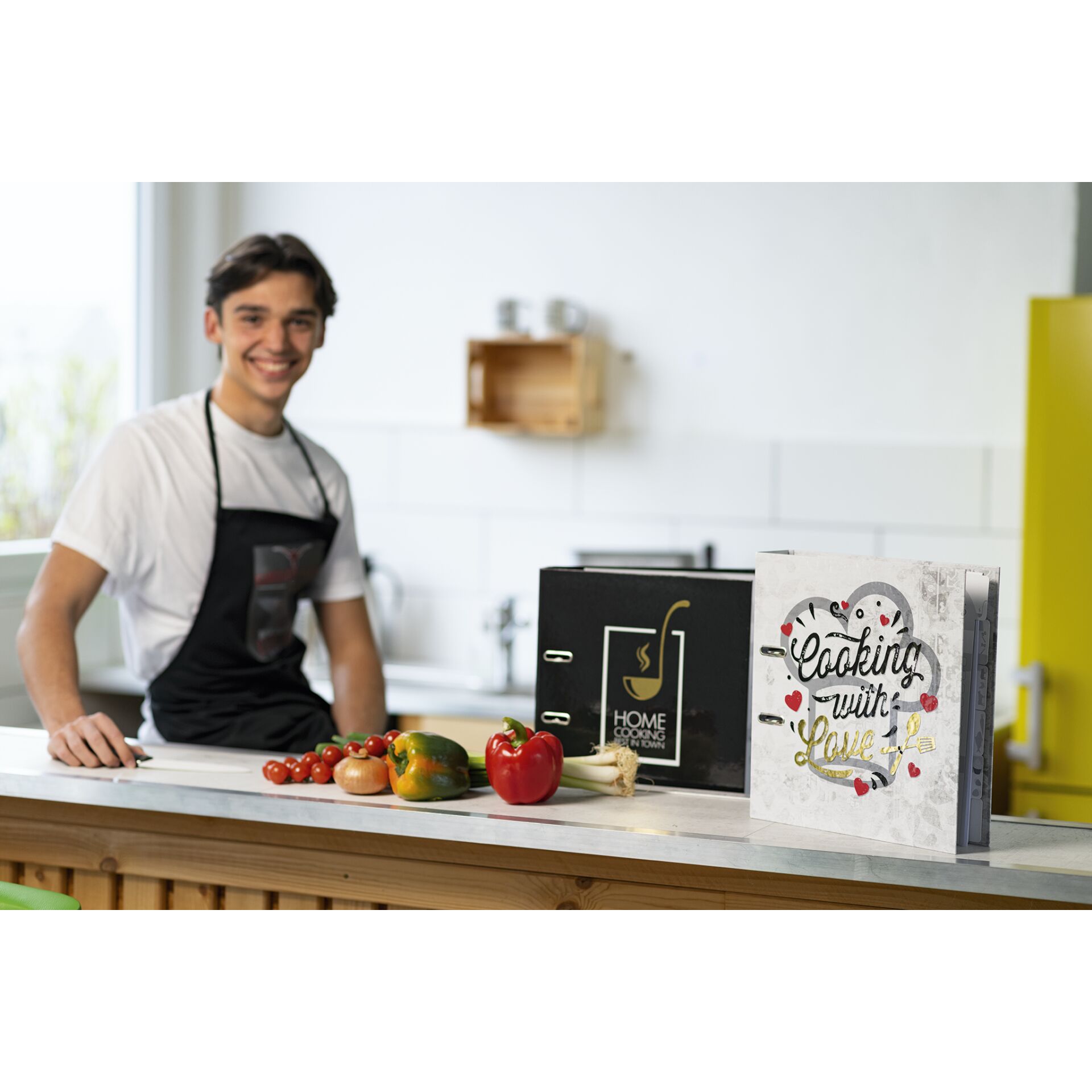 Herma Rezepte-Ordner schwarz Home Cooking DIN A4        19668