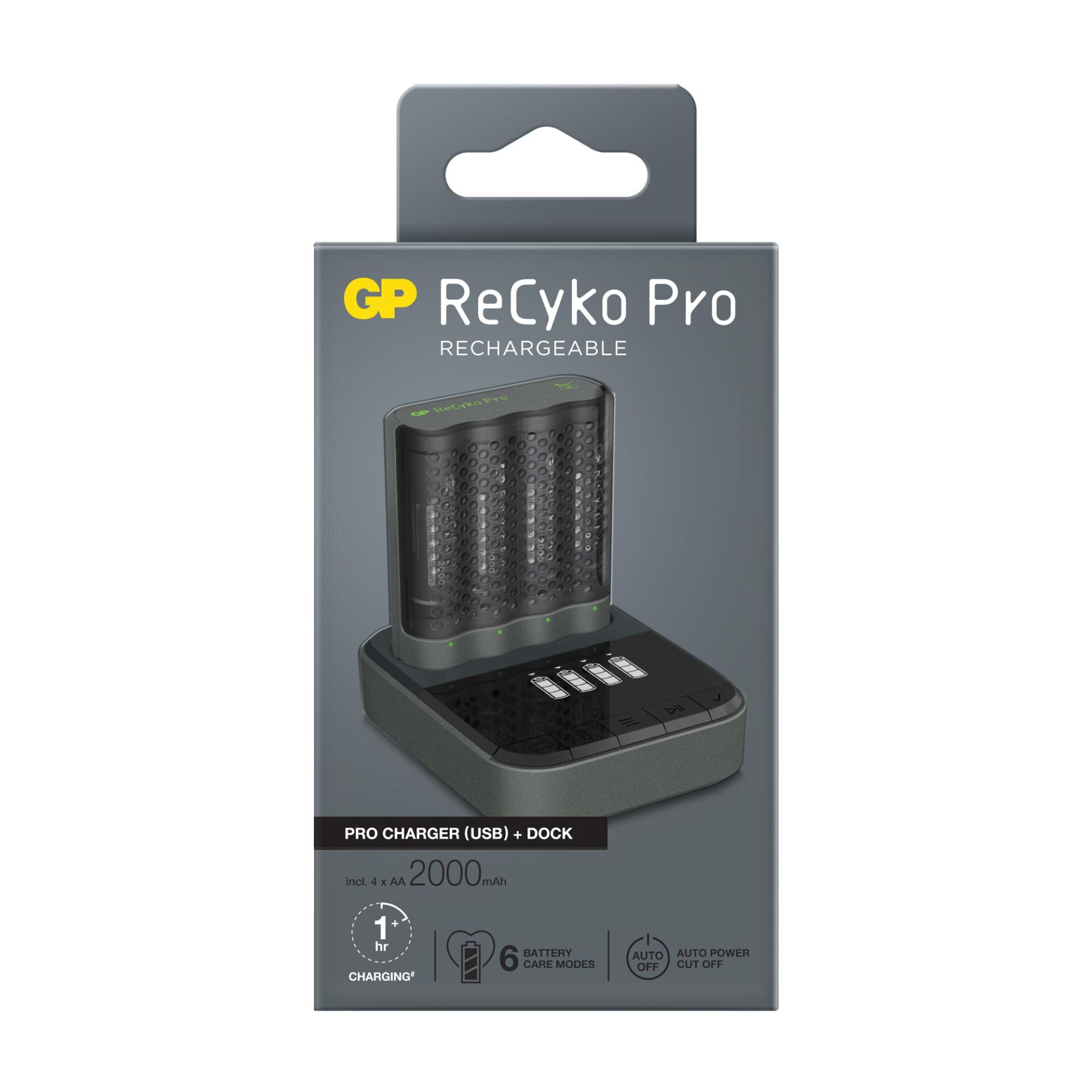 GP ReCyko Pro Dockingstation + 4Port Ladeger./4xAA NiMh 2100mAh