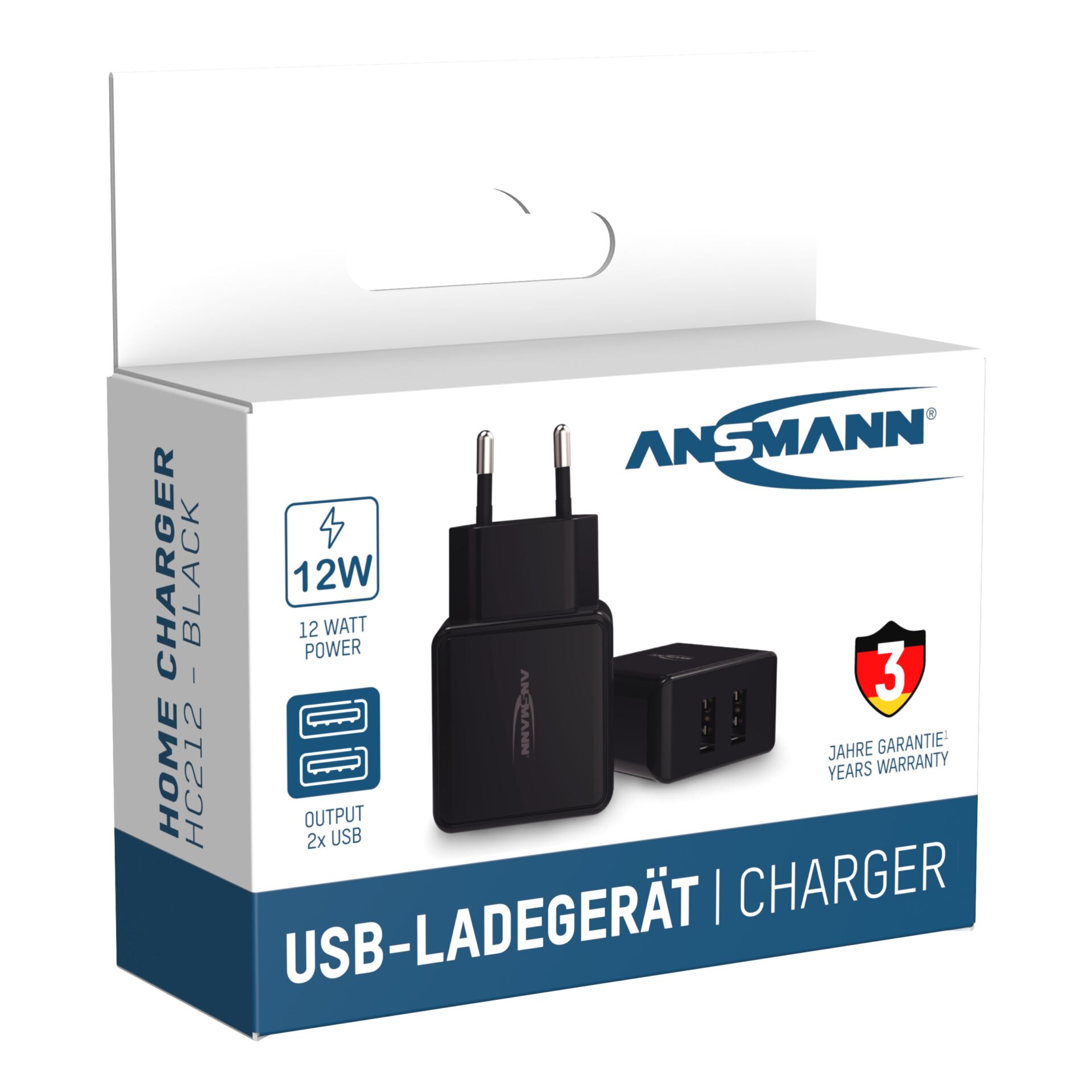 Ansmann Home Charger HC212 2xUSB 2400mA schwarz