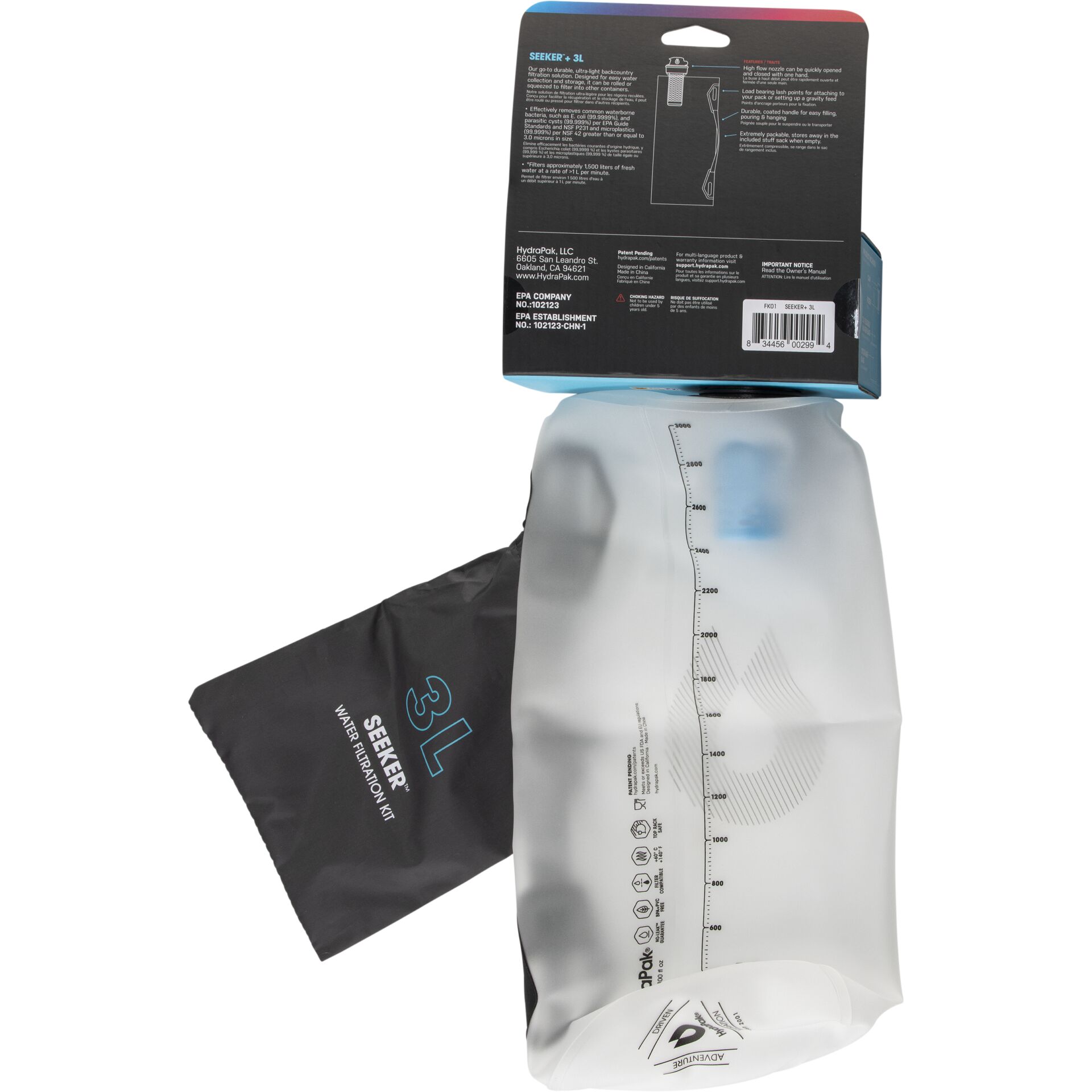 Seeker 3-Liter-Wassercontainer mit Verpackung für Abenteuer und Flexibilität