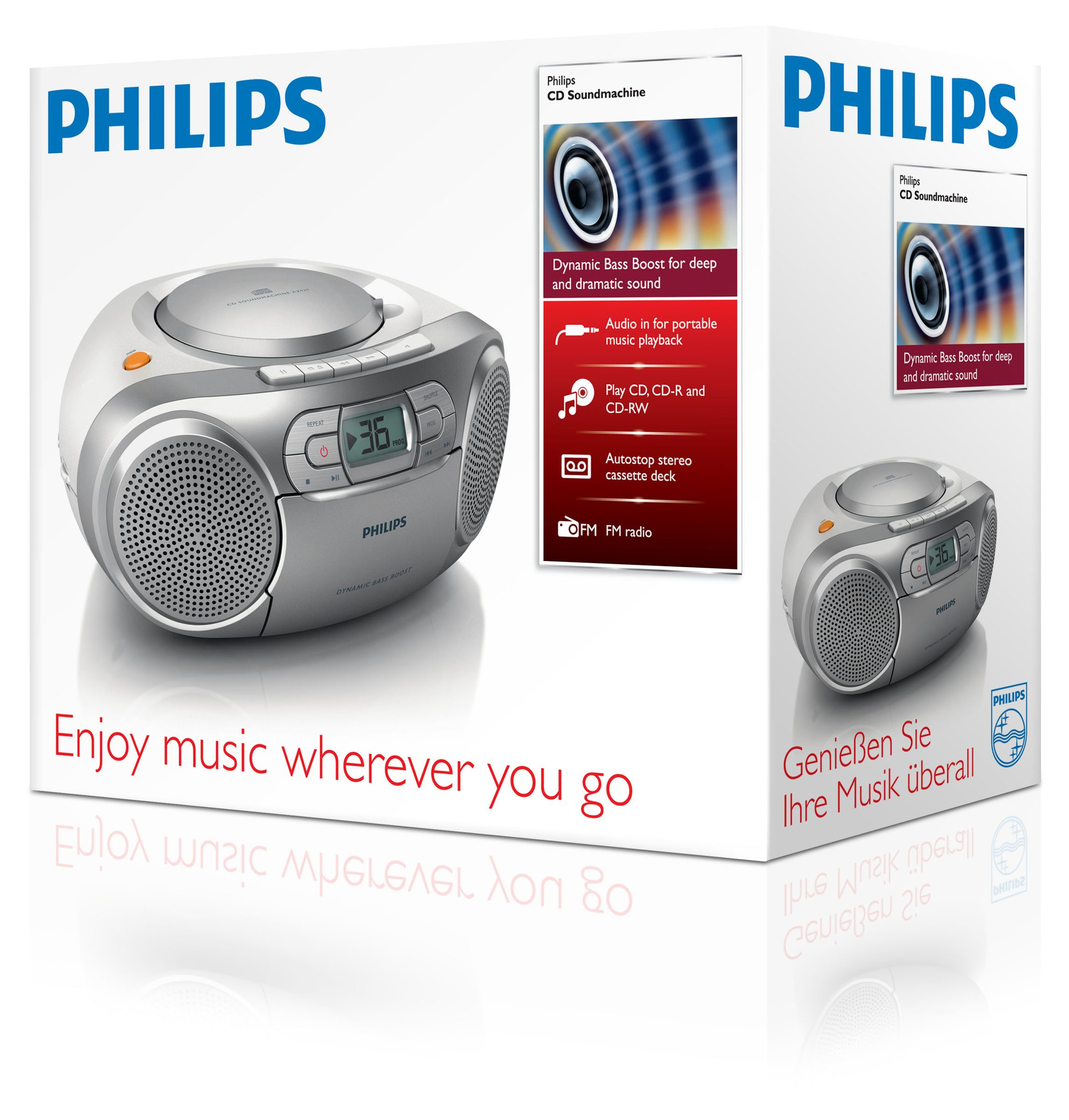 Philips CD-Soundmachine mit Kassette und Radio AZ127/12