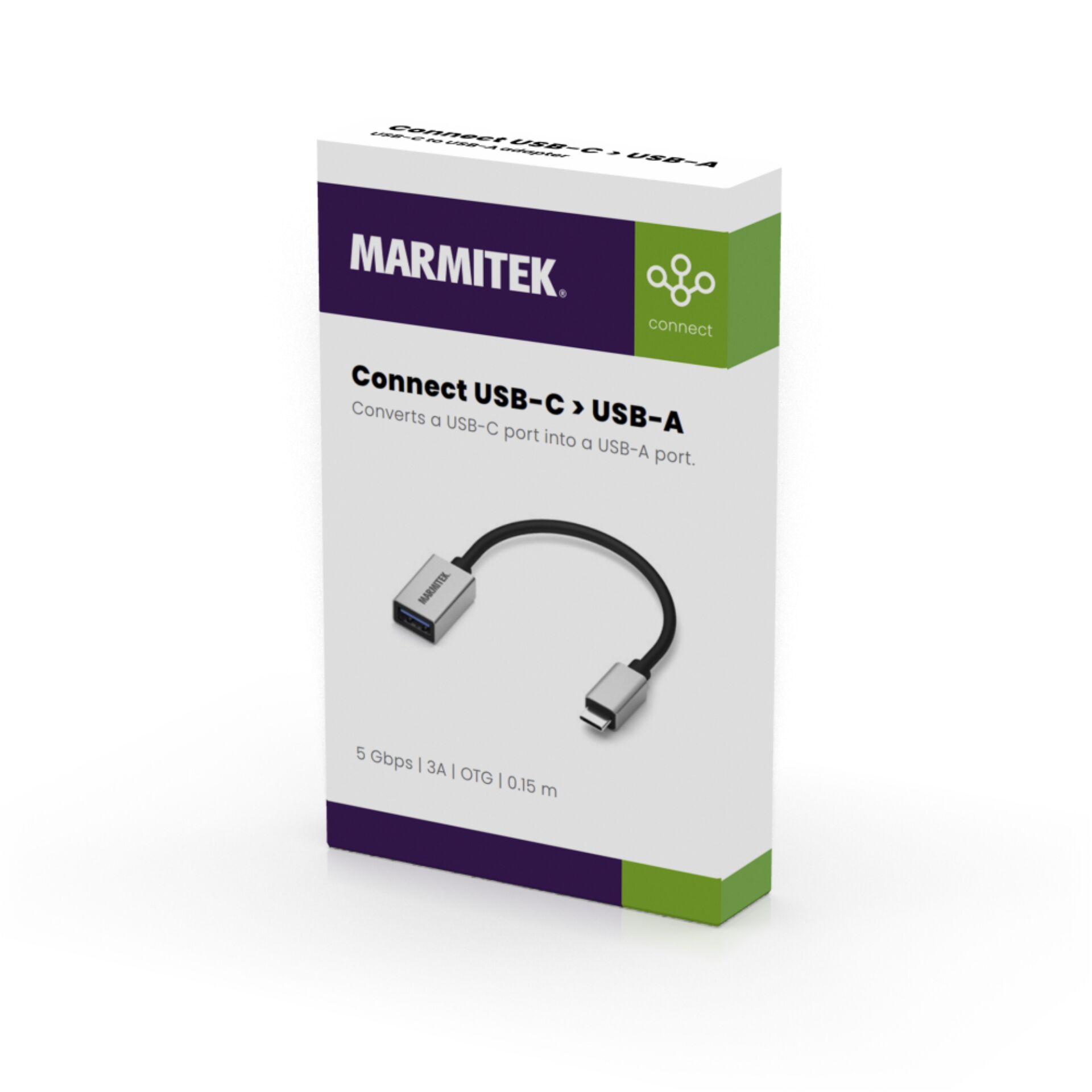 Marmitek 08375 USB Kabel 0,15 m USB 3.2 Gen 1 (3.1 Gen 1) USB C USB A Schwarz, Silber 674193_01