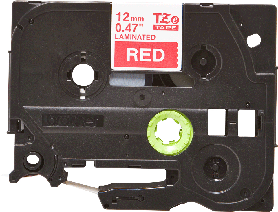 Schriftband TZe-435 (lam.) Weiß auf Rot BxL 12mm x 8m – Ansicht 3