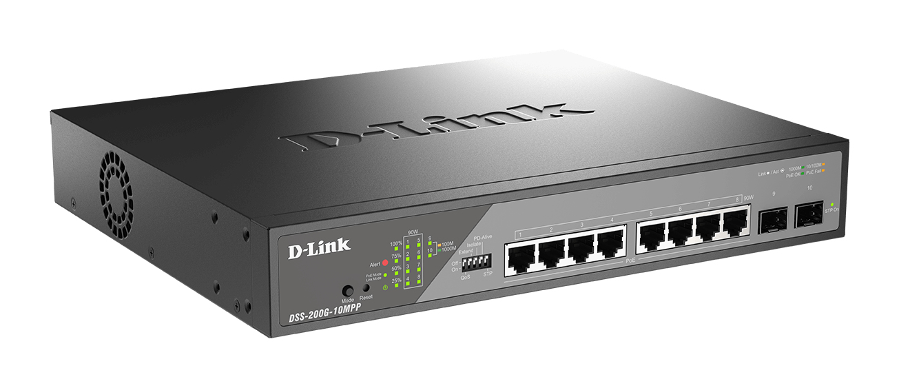 D-Link DSS-200G-10MPP/E 10-Port Desktop Gigabit PoE Switch – Ansicht 2