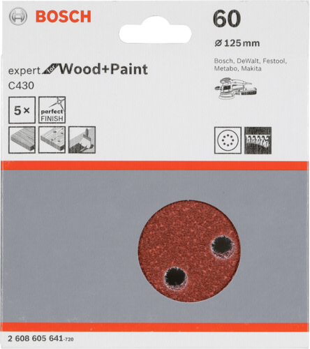 Bosch Schleifblatt C 430 D125MM Holz Körnung 60 5 St.