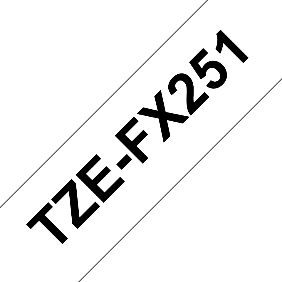 Schriftband TZe-FX251 (lam., flex.) Schwarz auf Weiß 24mm x 8m – Ansicht 1
