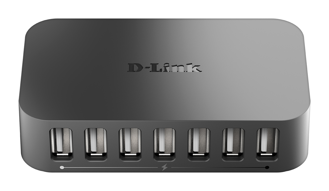 D-Link DUB-H7 USB 2.0 Type-B 480 Mbit/s Schwarz – Ansicht 1