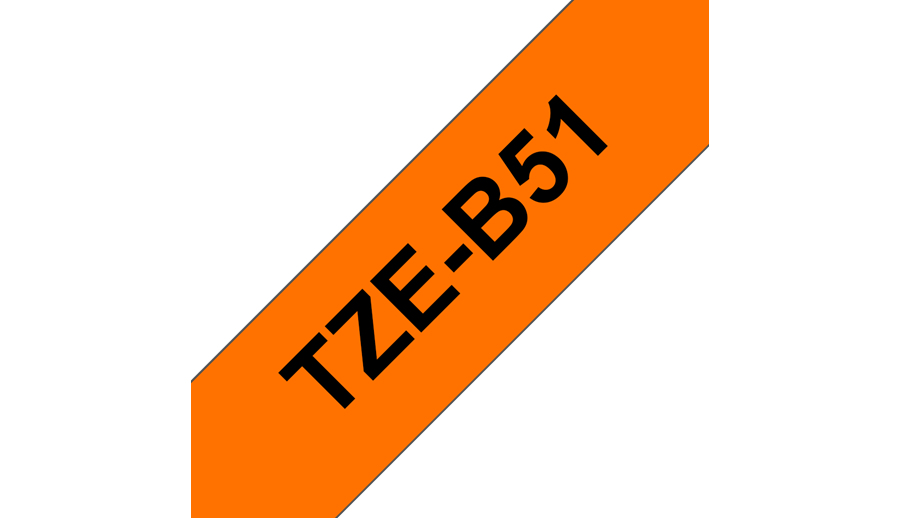 Brother TZe-B51 Schwarz auf leuchtend Orange TZe Etiketten erstellendes Band