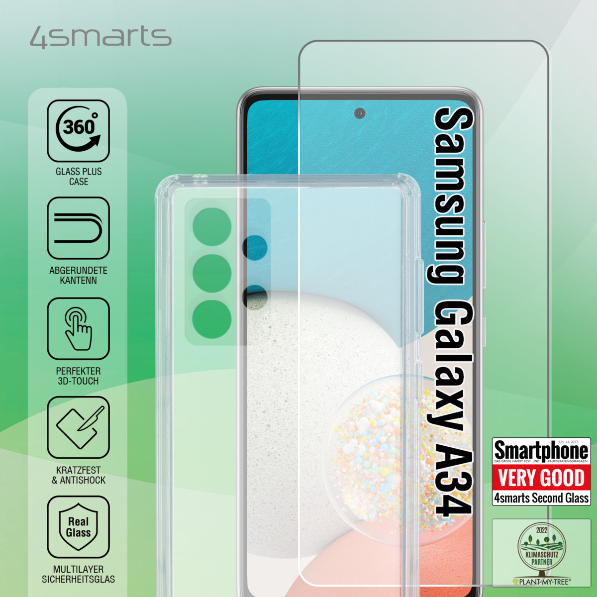4Smarts 360° Starter Set X-Pro Glas + Case für Galaxy A34