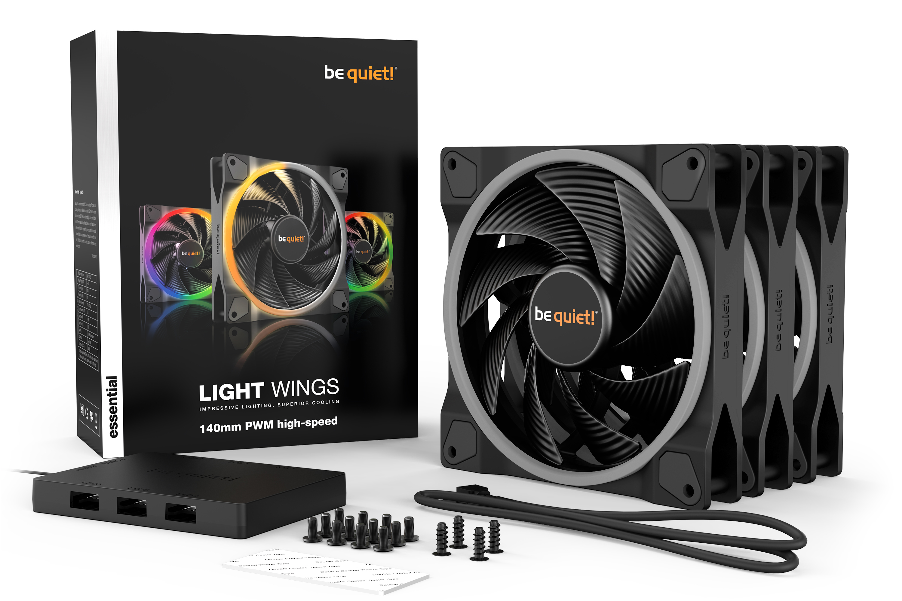 be quiet! Light Wings | 140mm PWM Triple Pack high-speed Computergehäuse Ventilator 14 cm Schwarz 3 Stück(e)