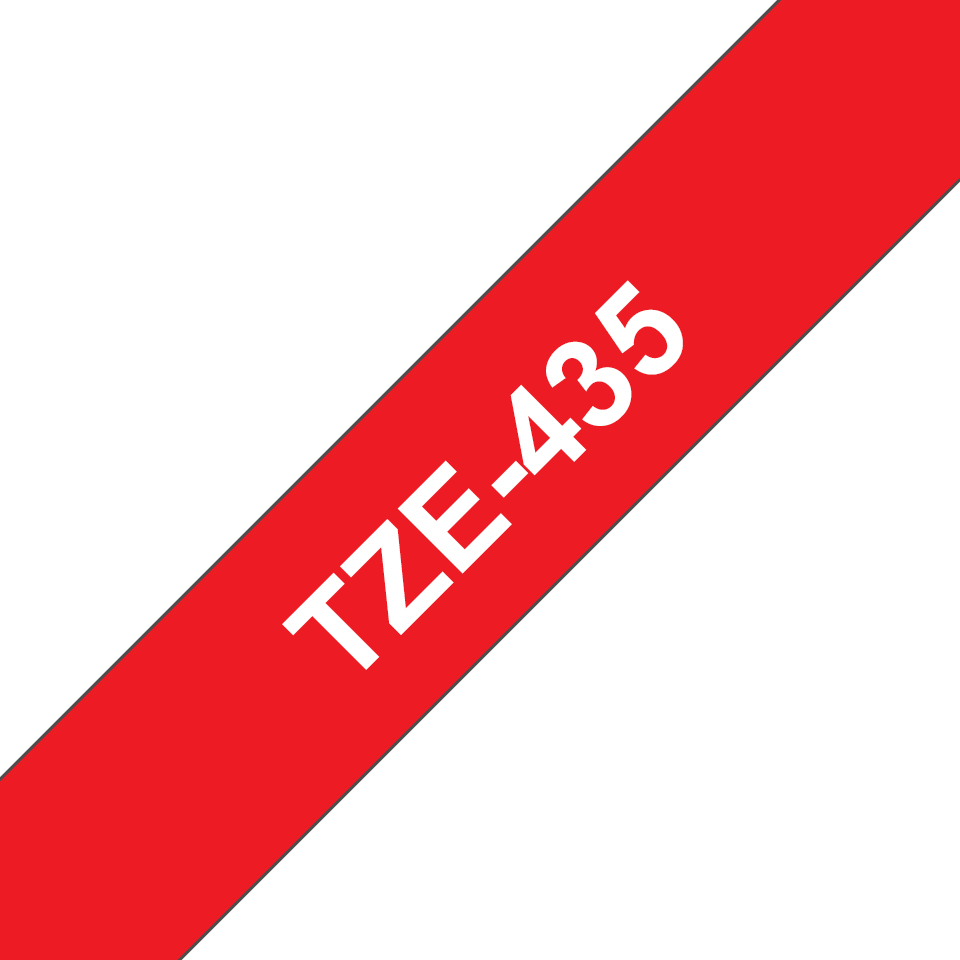 Schriftband TZe-435 (lam.) Weiß auf Rot BxL 12mm x 8m – Ansicht 1