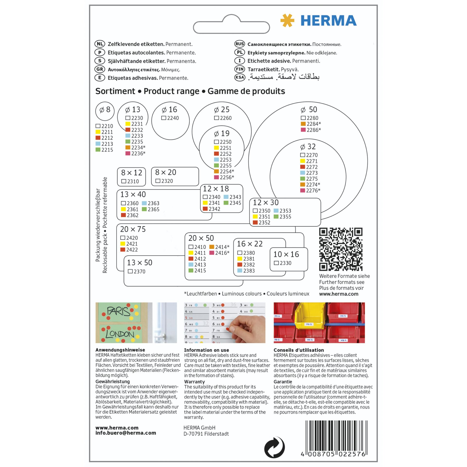 Herma Verschlussetik. rund 19mm 16 Blatt, 640 Stück, transp.2257 321120_01