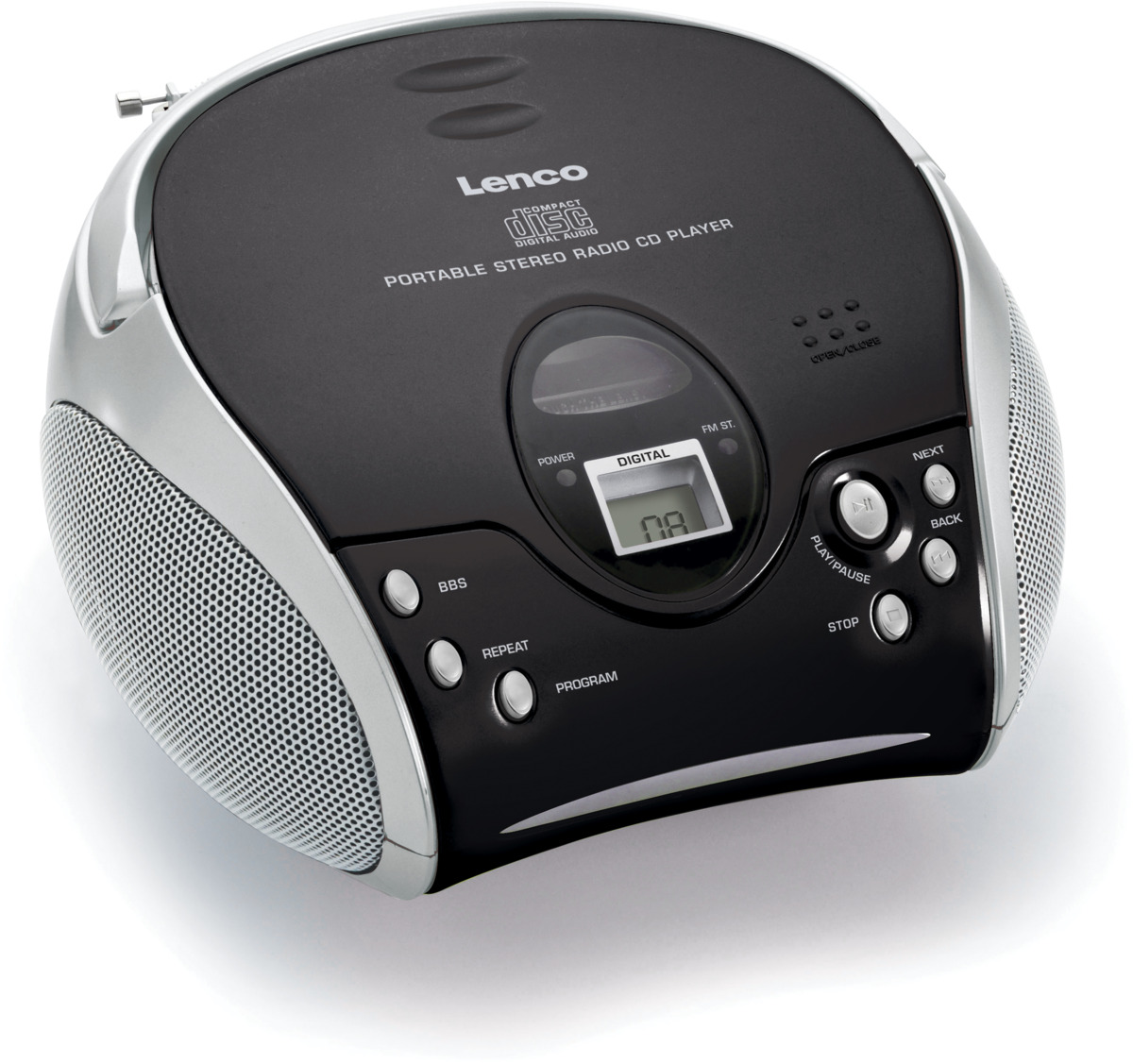 Lenco SCD-24 Stereo UKW-Radio mit CD-Player -Schwarz/Silber-