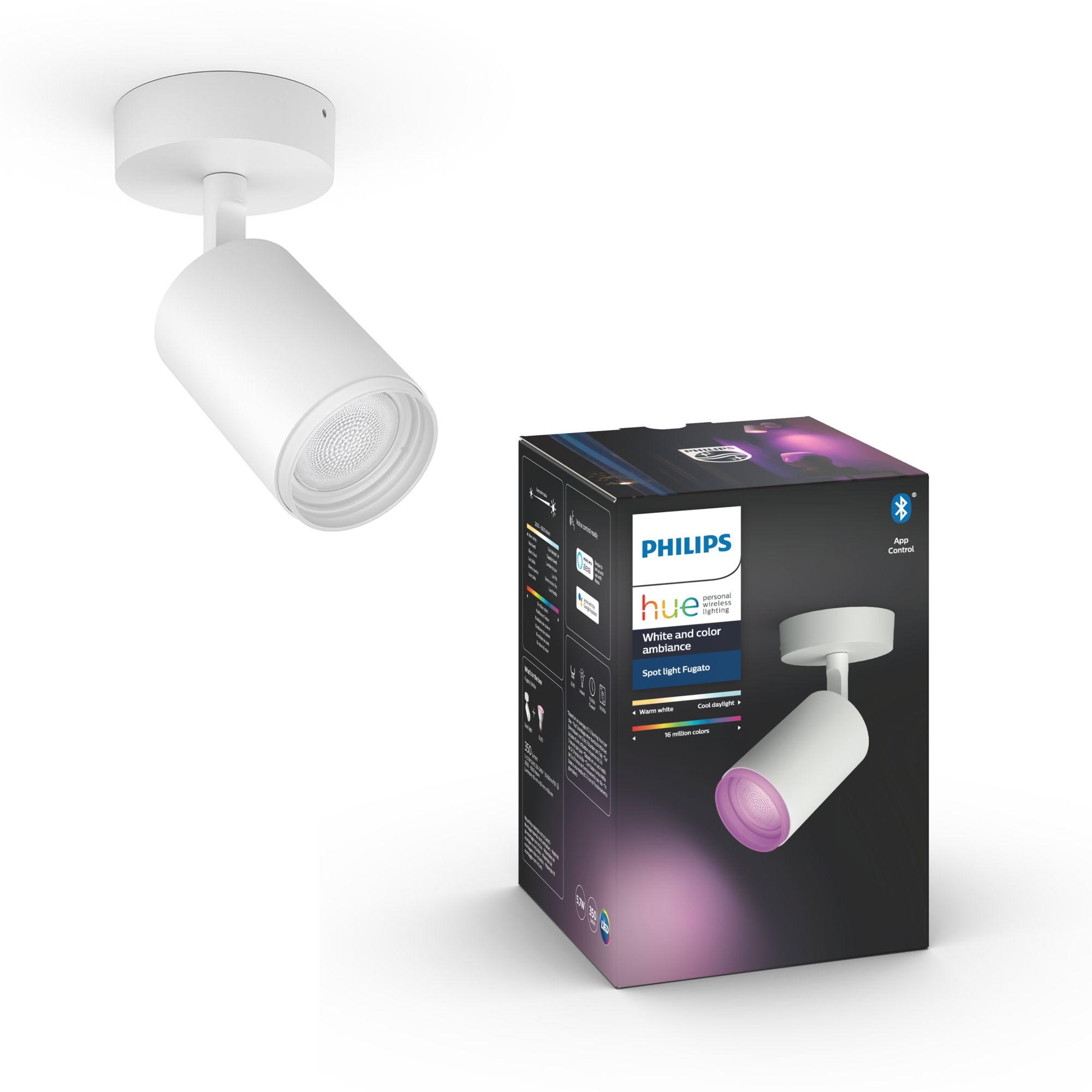 Philips Hue White&Col. Amb. Fugato Spot 1 flg. weiß 350lm 72741646_2516194037