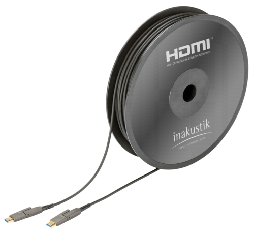 in-akustik Profi HDMI 2.0 LWL Kabel micro HDMI + Adapter 30m