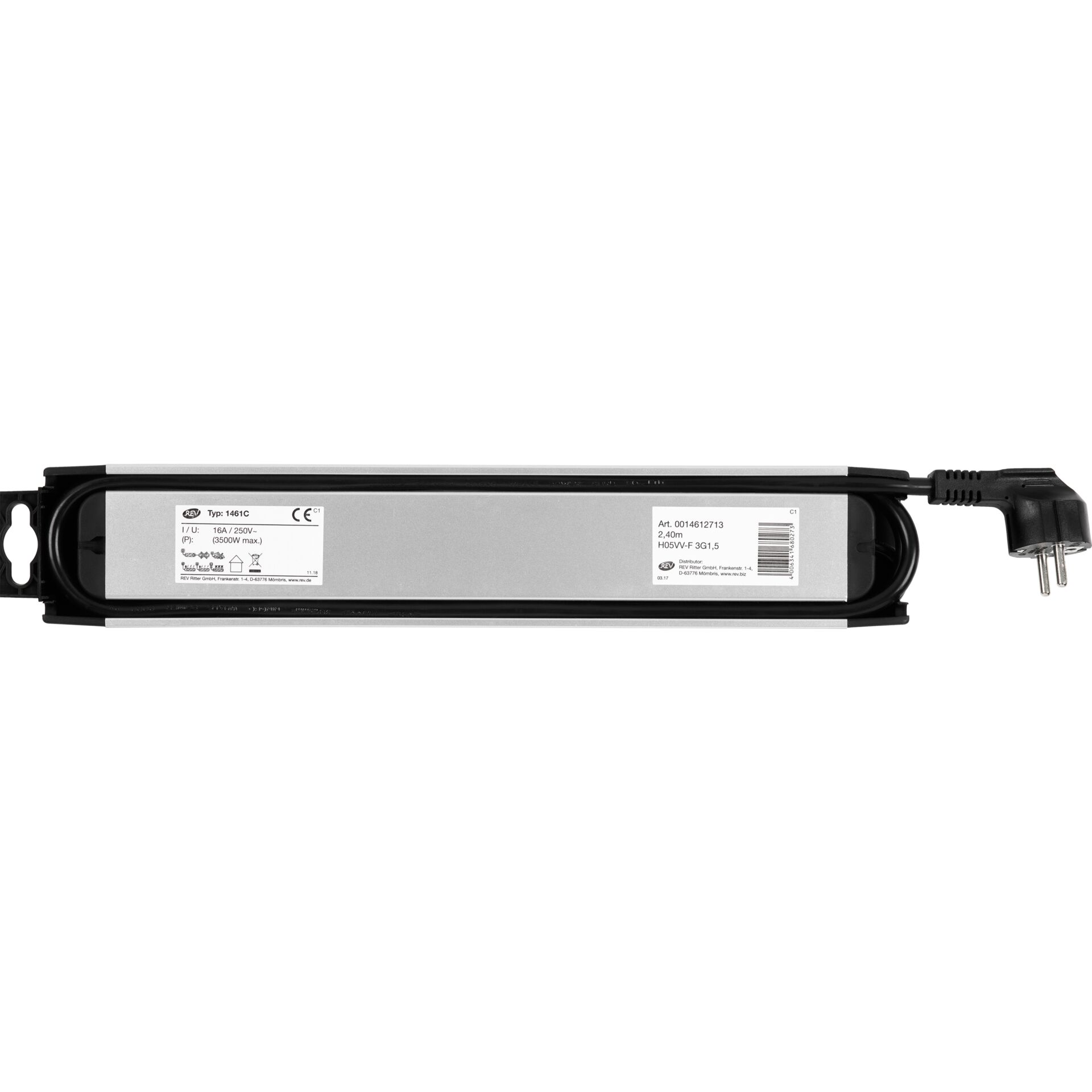 REV Steckdosenleiste 6-fach 2,4m Supraline m. Schalter silber 767447_03