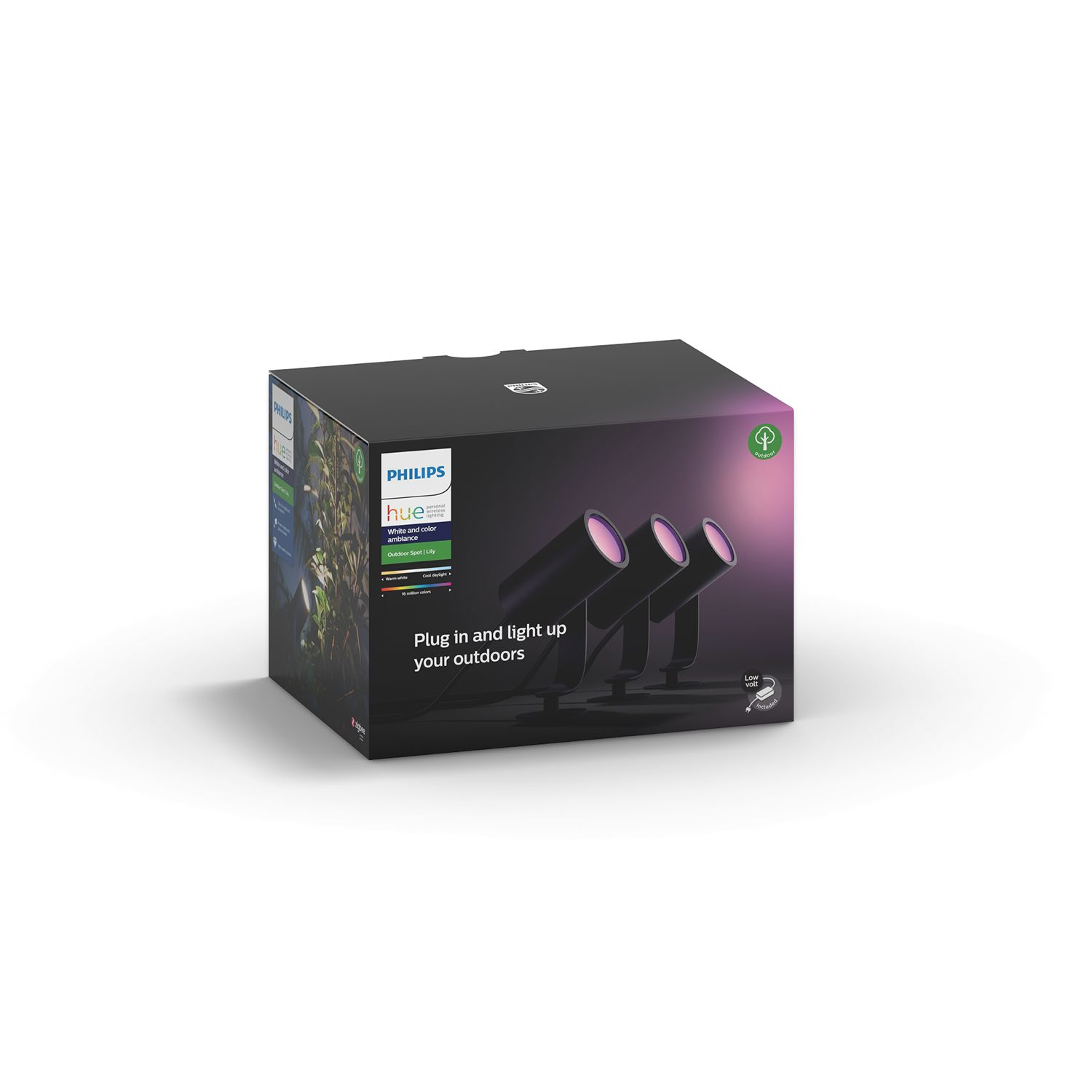 Philips Hue White&Col. Amb.Lily Spot 3flg schw. 3640lm Basis – Ansicht 9