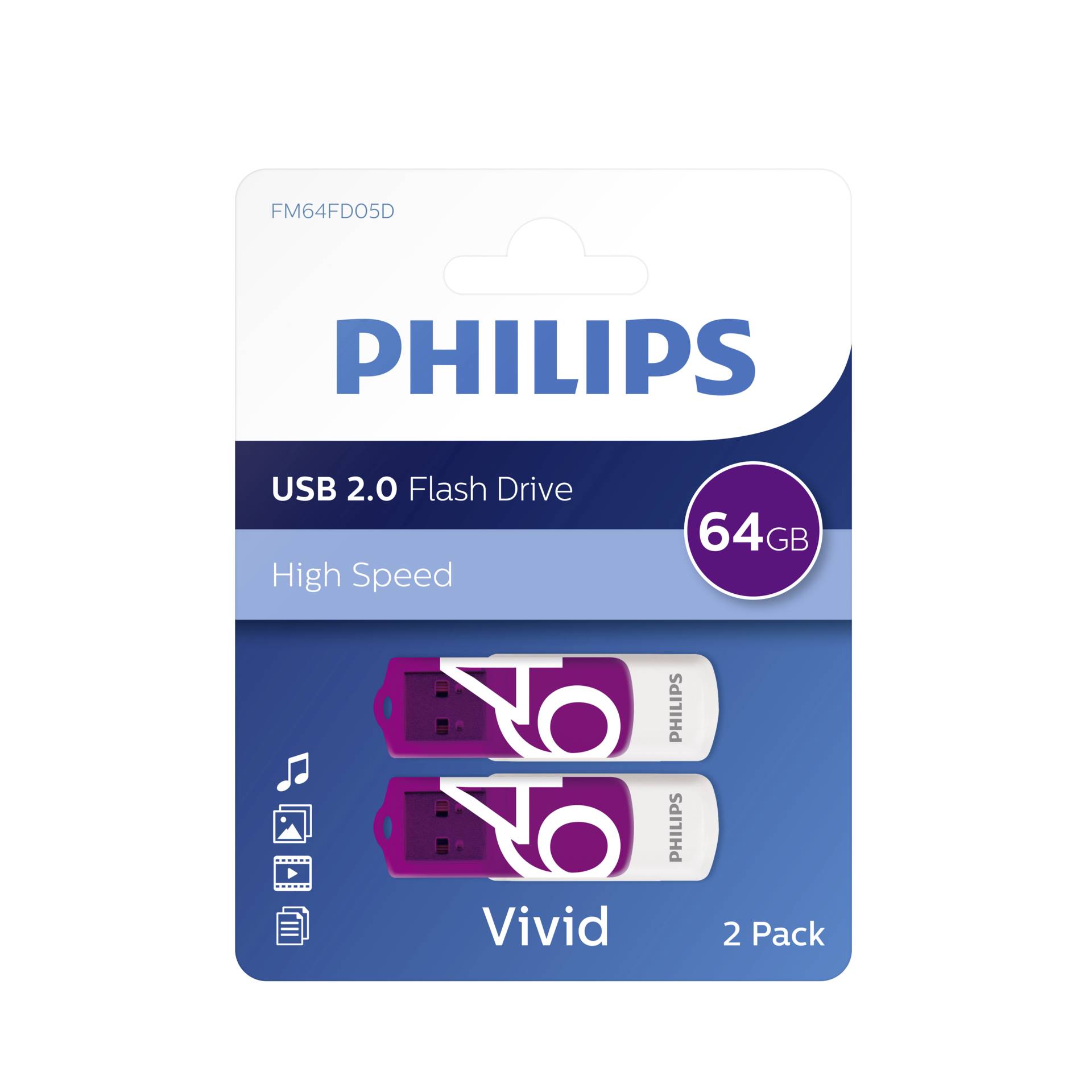 Philips USB 2.0 2-Pack      64GB Vivid Edition Magic Purple 513032_02